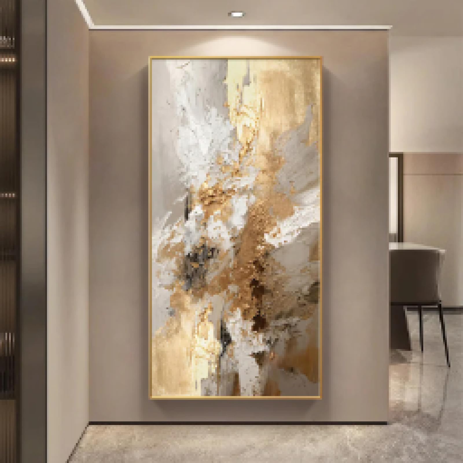 KEMEIQI Quadro su tela astratto di lusso, elegante decorazione per la casa, per camera da letto, soggiorno, sala da pranzo, decorazione verticale da appendere alla stanza, 65x130 cm, senza cornice.