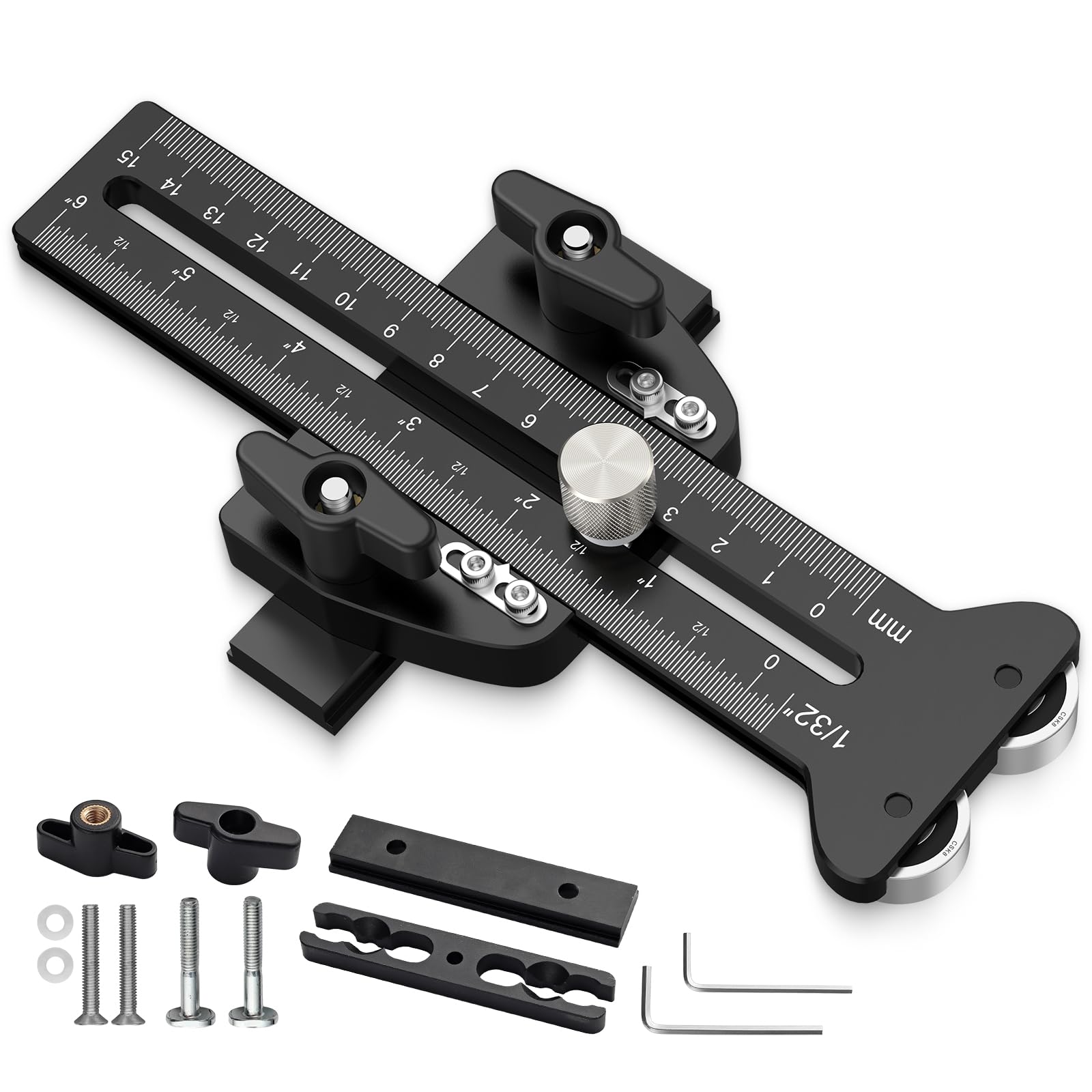 Neoteck Tischkreissägenführung Fräsanschlag Sägeanschlag 150mm mit Doppelrollen-Rücklaufsperre 9,5 x 19mm T-Nuten Holzbearbeitungswerkzeuge für Tischkreissäge, Bandsäge, Frästisch