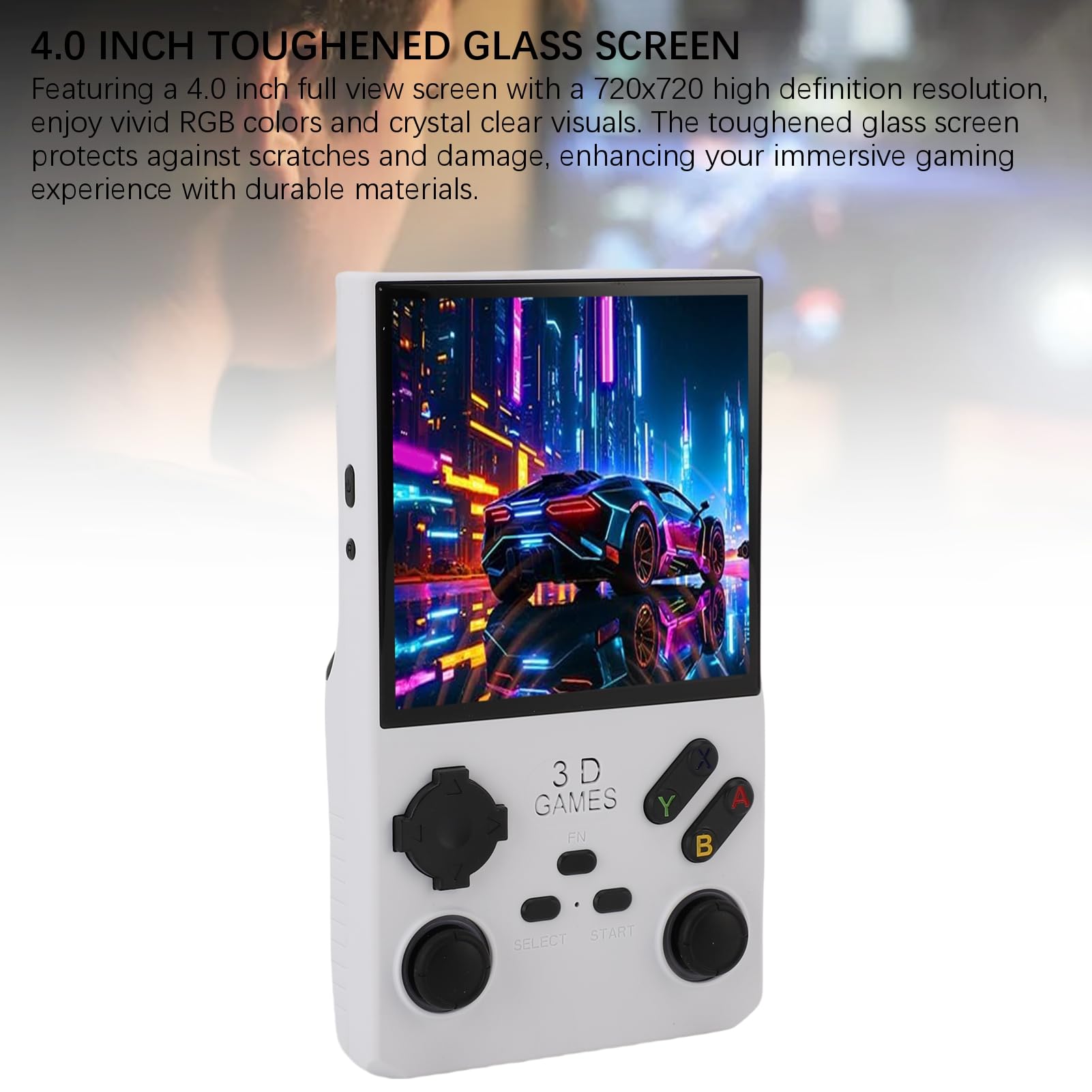 Handheld-Retro-Gaming-Konsole mit 256 GB Speicherkarte und 4-Zoll-Bildschirm für Unbegrenzten Spaß, Tragbares Gaming für Erwachsene und , ABS-Material (White)