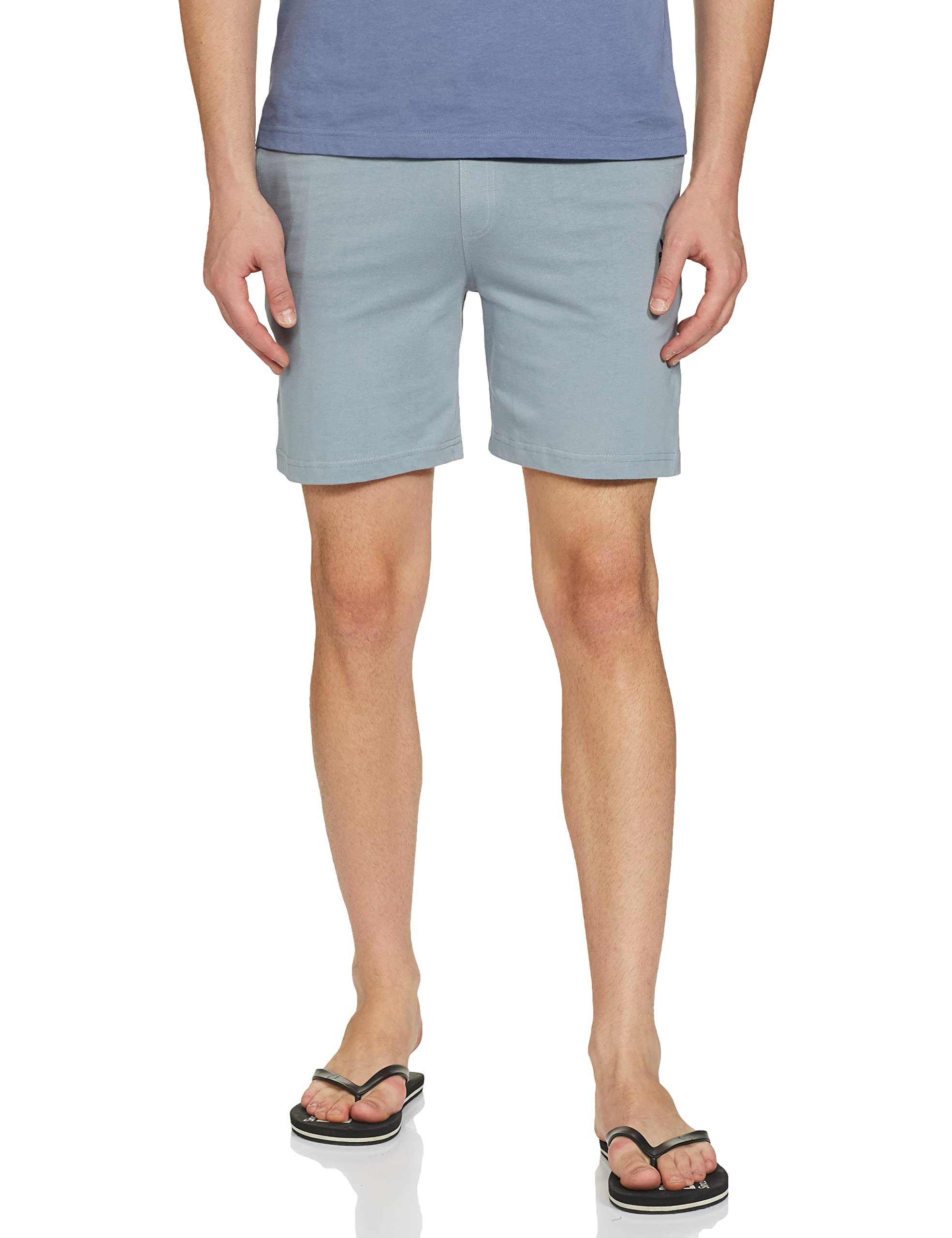 Men's, Lounge Wear,Pure Cotton,Solid,Regular Fit,Dark Grey,Knitted,Shorts-image-11