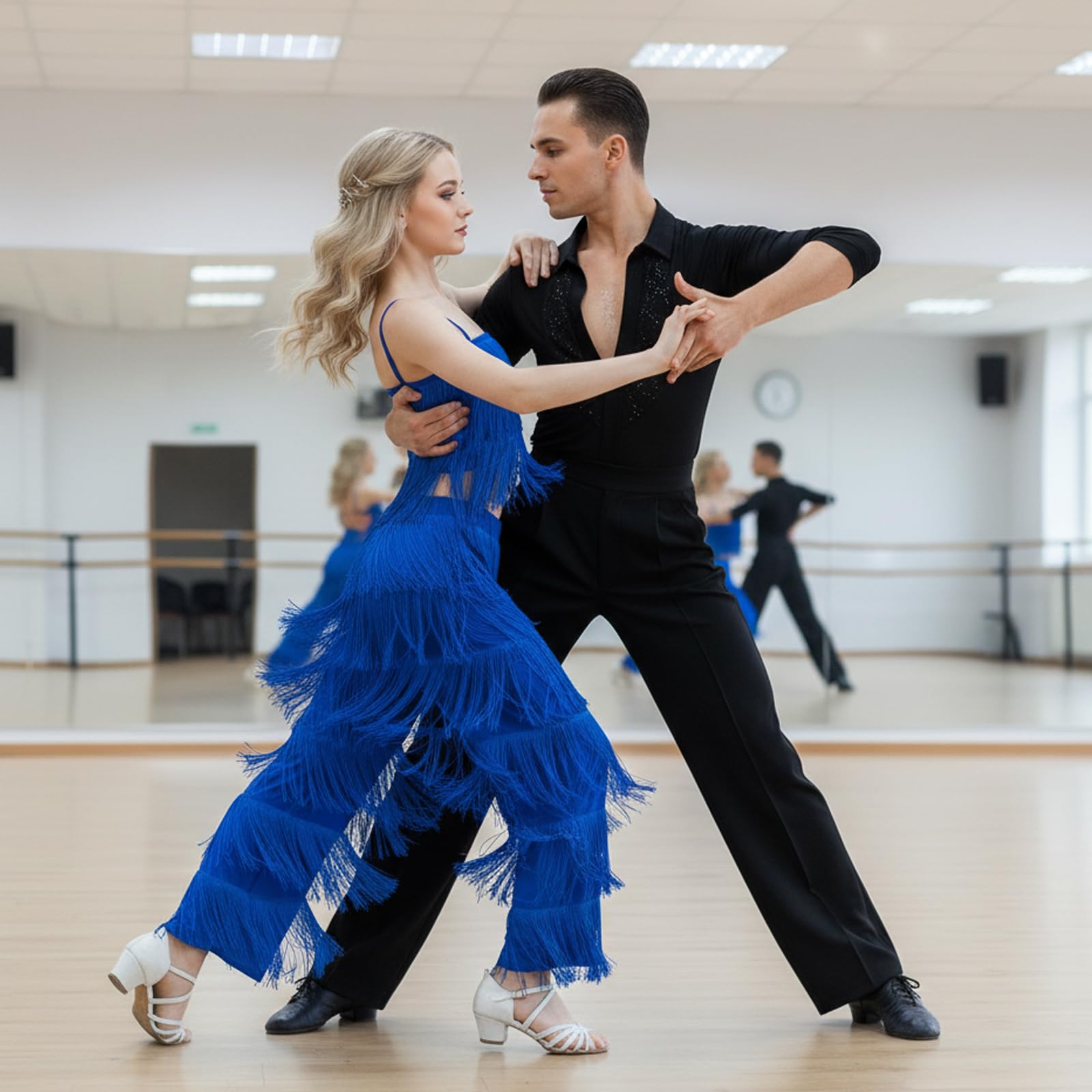 Tanz Set mit Fransen für Frauen Oberteil & Lange Hose 2PCS Damen Tanzbekleidung Latein Salsa Bachata Tanzkleidung