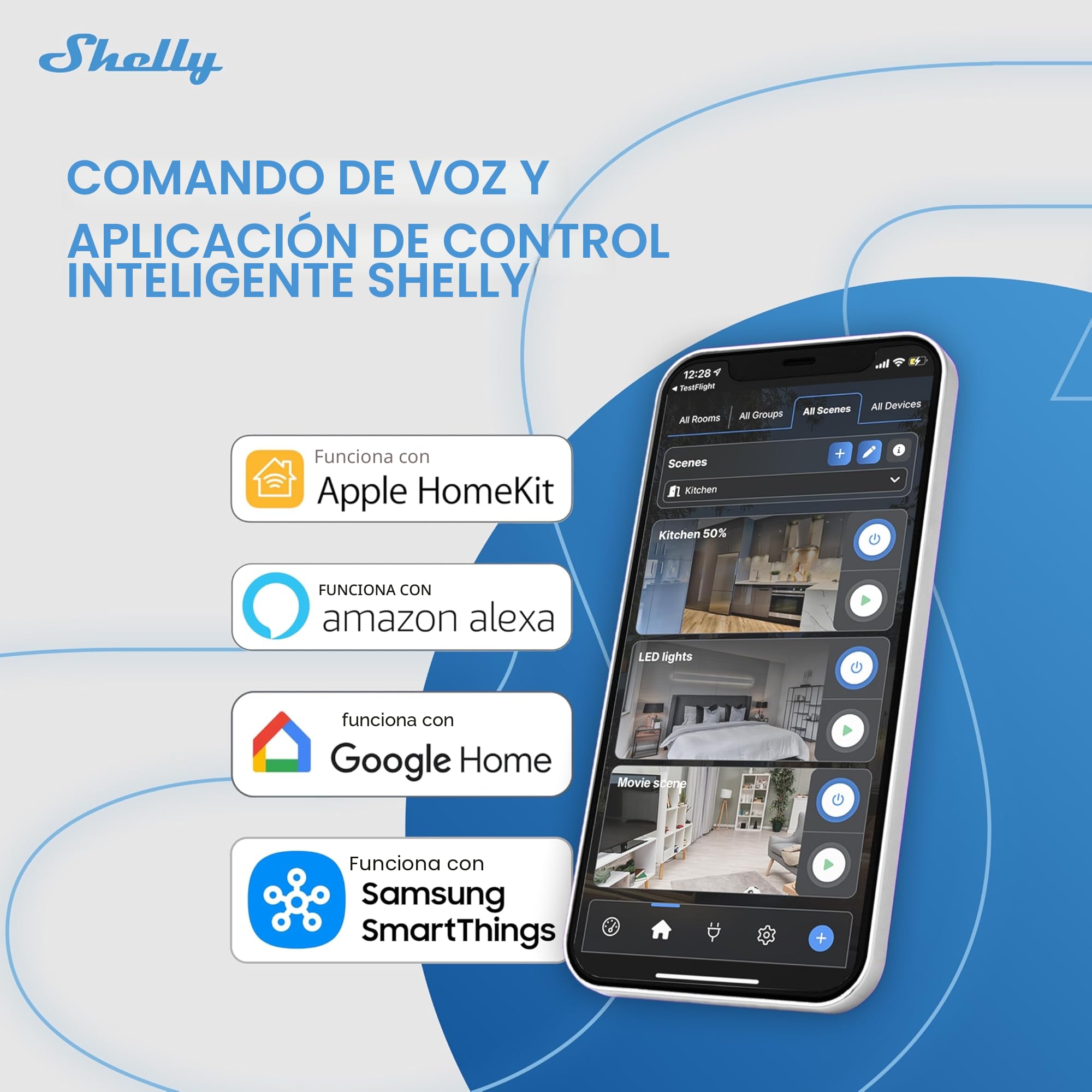 Shelly 1PM Gen4 – Módulo interruptor inalámbrico Matter, Zigbee y Wi-Fi, 1 canal 16A, Con medición de consumo de energía, Relé de luz, Control por app y por voz Alexa, Google, Apple HomeKit - 4 Piezas