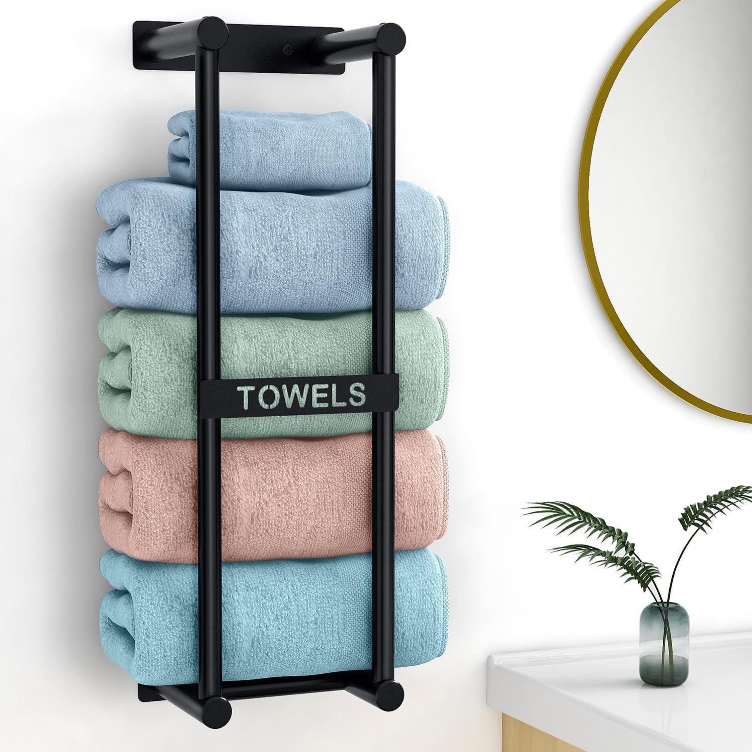 Photo 1 of STWWO Towel Rack Wall Mounted - Black, 22-inch