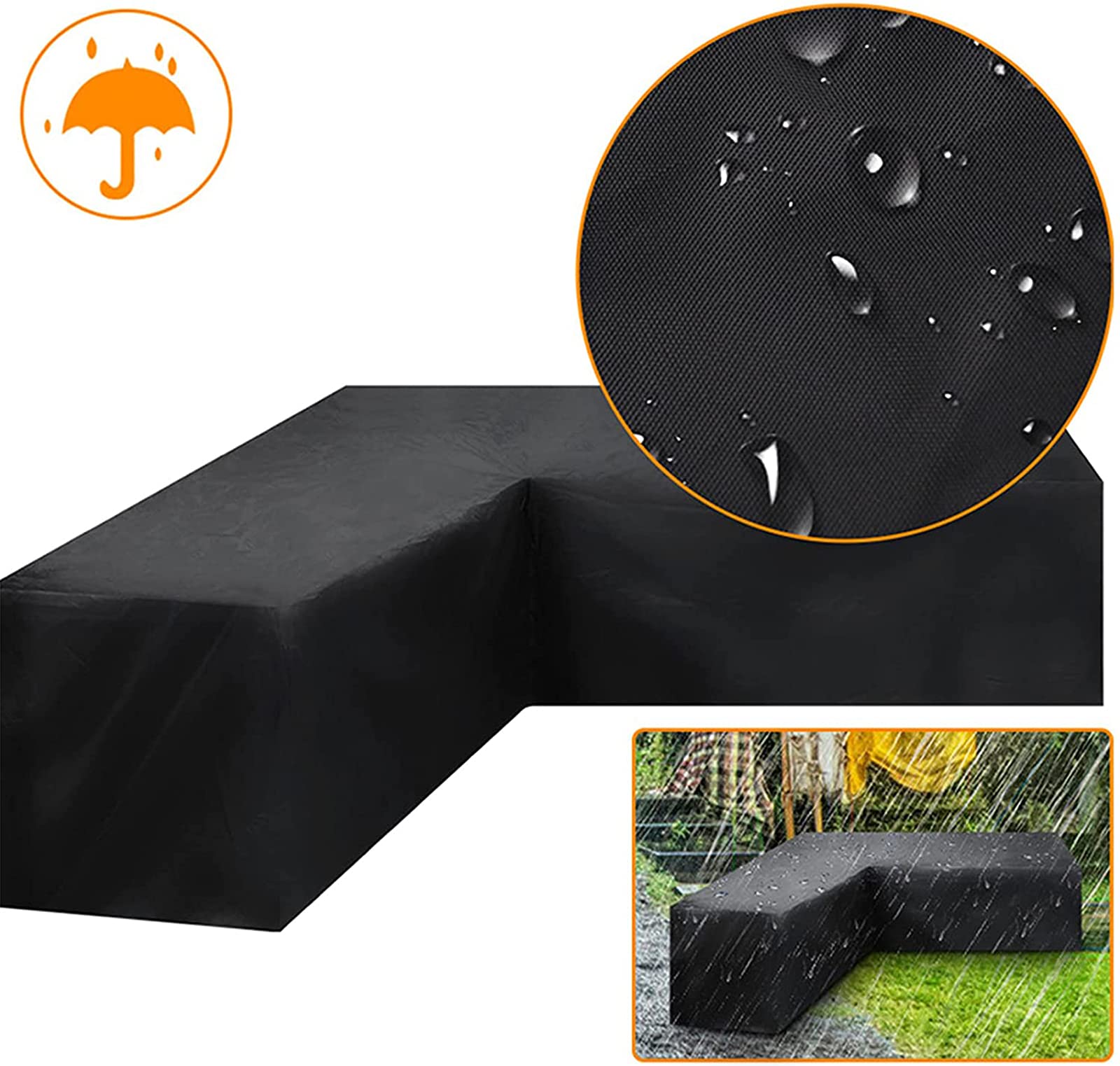 IQOAIJ Funda De Sofá En Forma De L Funda Protectora Sofá De La Esquina Fundas Muebles Impermeable para Mesas Y Sillas De Patio, ProteccióN Exterior JardíN Patio,286x286x82cm/55x95x68cm