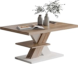 Casaria Detroit 90 x 60 x 45 cm Sofa Table with 2 Shelves in Wood Max Load 50 kg Scratch Resistant Coffee Table Living Room Modern Design