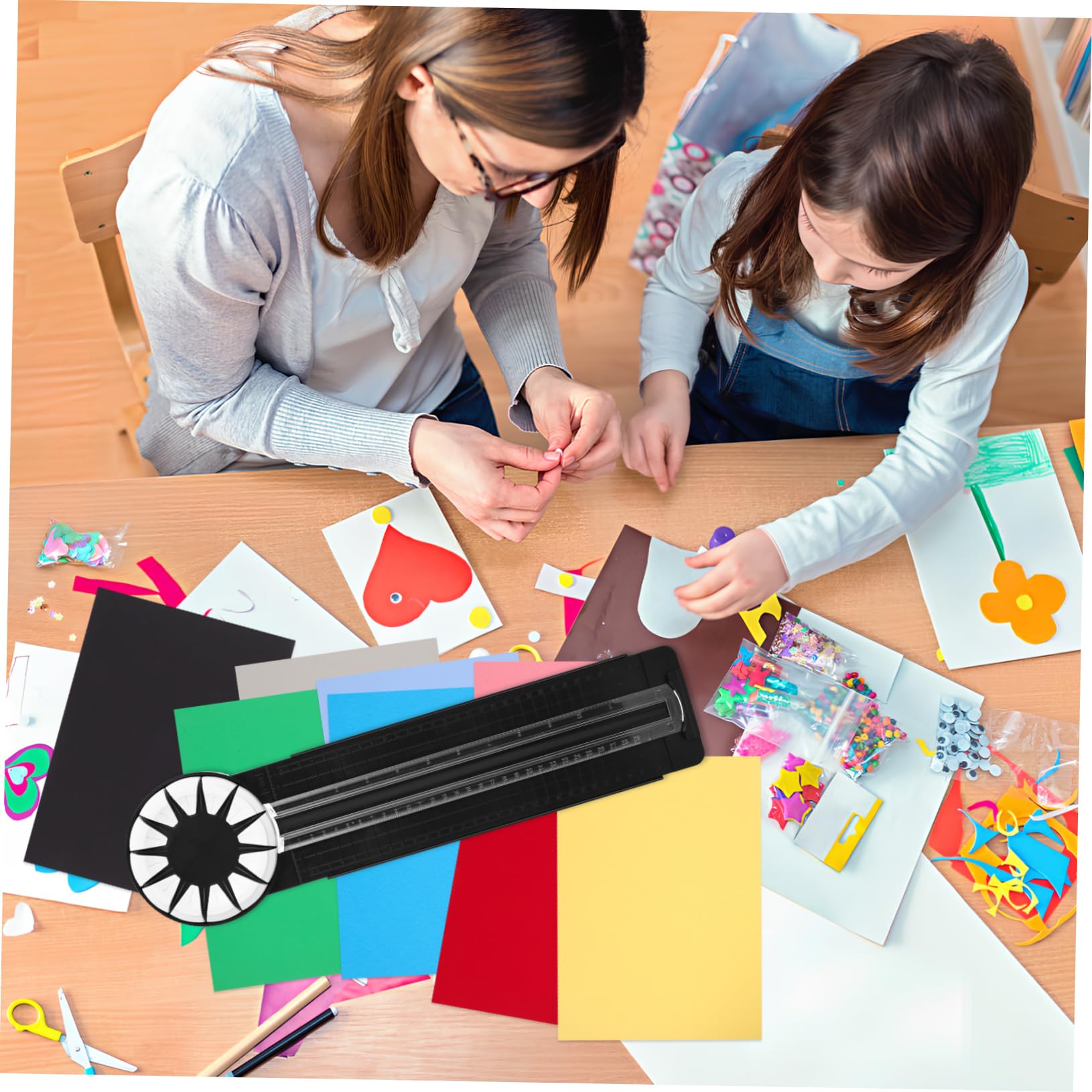 NUOBESTY Cortador de Bordes de Papel, Máquina de Corte de Plástico Negro, Alta Precisión para Fotos y Papel Grueso en Manualidades y Scrapbooking