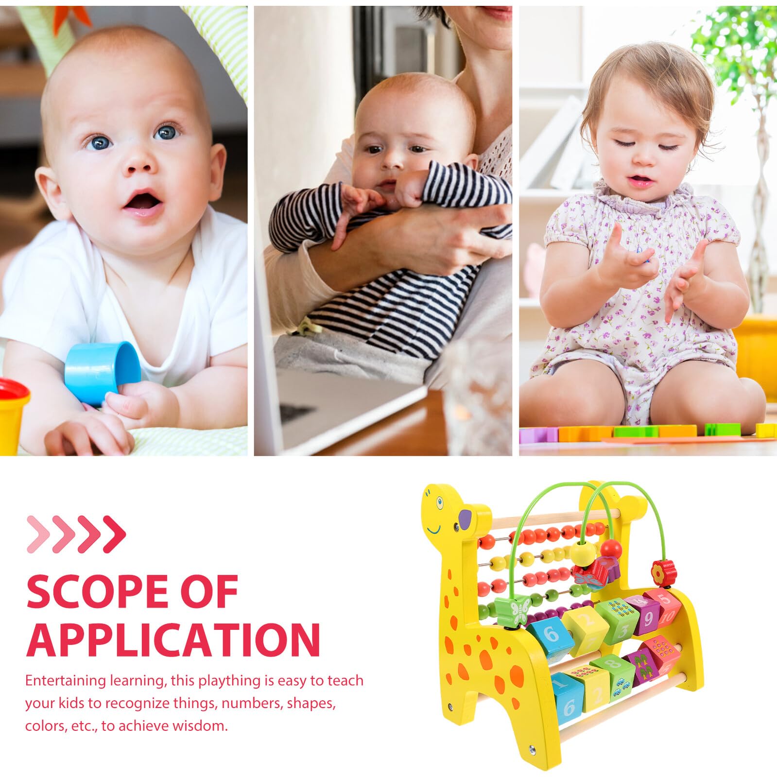 Ábaco de Madera Diseño de Jirafa para Niños, Juguete Educativo para Aprender Números y Colores, Adecuado Desarrollo Cognitivo Entretenimiento Infantil