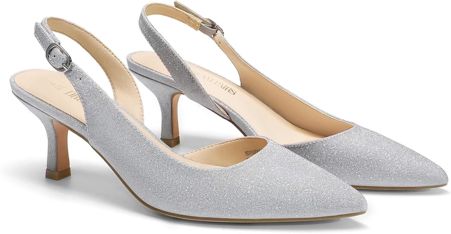 DREAM PAIRS Women's Kitten Heels Slingback Closed Pointed Toe Low Pumps Shoes Women Party Wedding Sexy Casual Dress Shoes - Image 5