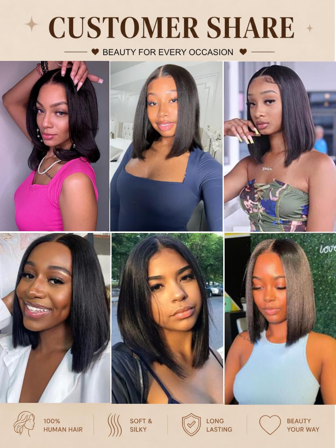 UNICE Yaki Straight Bob Human Hair Drawstring Wig Bye Bye Slip Glueless 7x5 Lace Front Wigs Human Hair Pre Plucked Pre Cut Bleached Knots Pre Everything Put On and Go Wig 12 inch