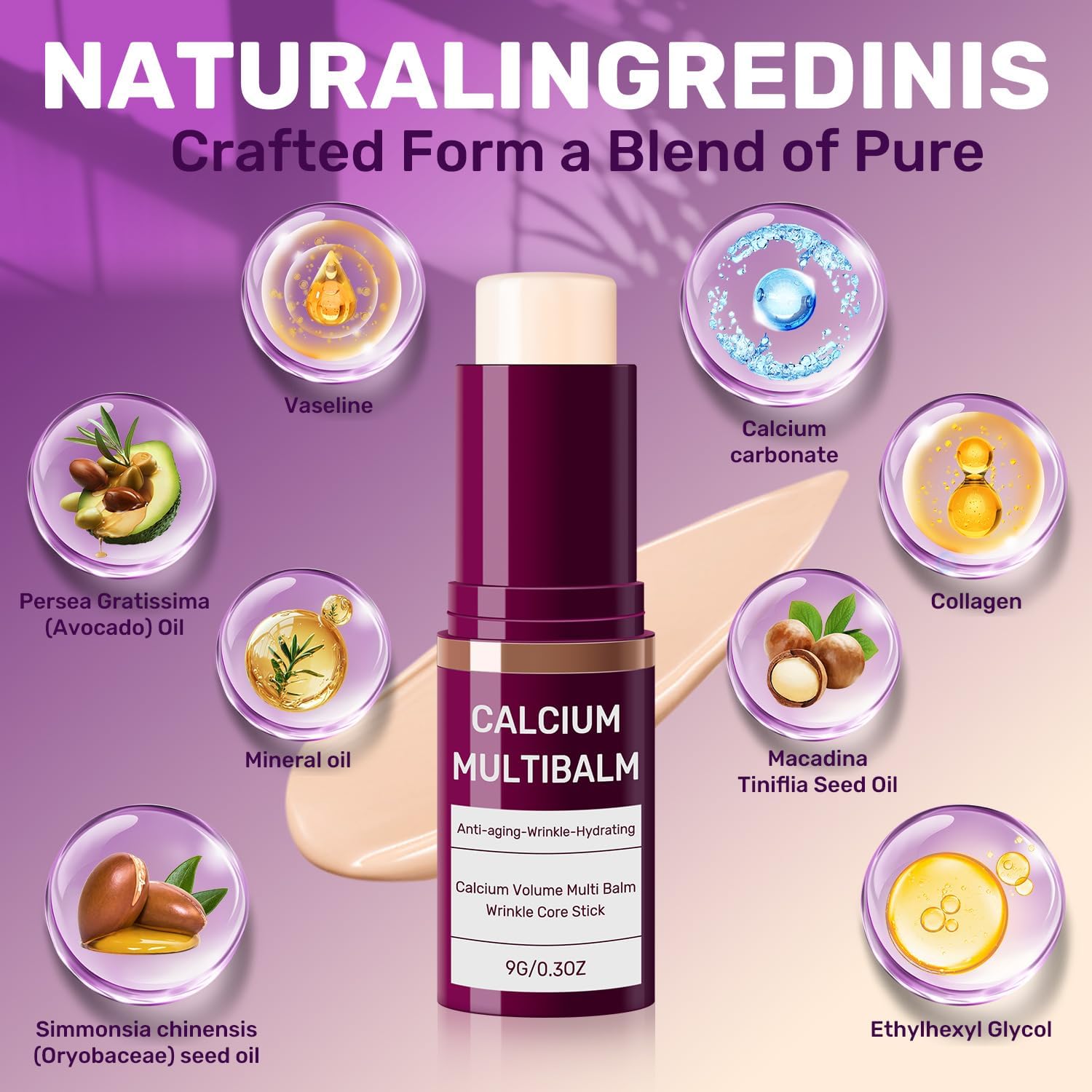 Calcium Multi Balm, Anti-Aging & Firming Korean Skincare Stick, Volumen-Faltenkernstift, Koreanischer Anti-Aging-Kollagen-Feuchtigkeitsstift, für Augen, Hals, Gesicht (C, One Size)