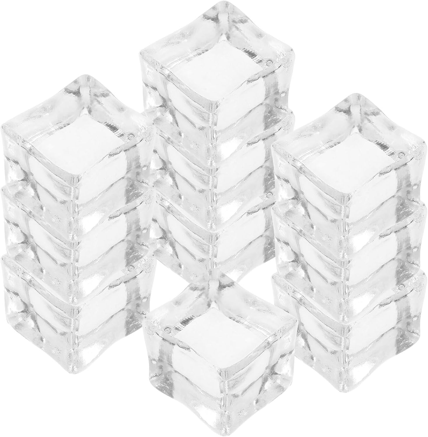 TEHAUX 100pcs Reusable Fake Ice Cubes Transparent Plastic Simulation Rocks for Photography Props Vase Fillers Wedding Party Decorations Elegant Clear Tabletop Ornaments