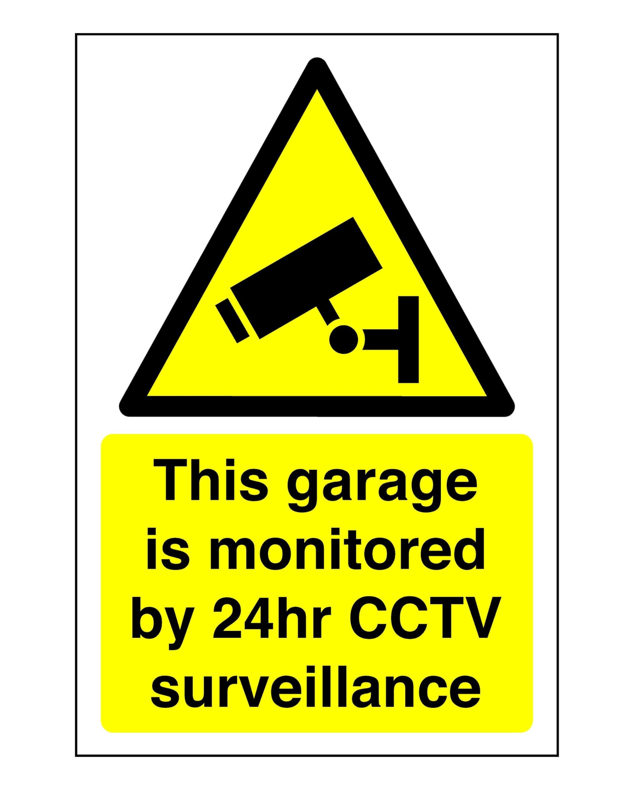 Safety First Display Ltd Yellow/Black This Garage Is Monitored By 24Hr Cctv Sign - High Tack Self-Adhesive Sticker (150Mm X 100Mm) Viewing Distance Within 3M.