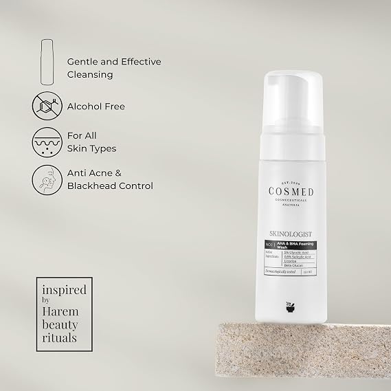 Cosmed Akneye Eğilimli, Yağlı/Karma Ciltler için Köpük Temizleyici - AHA & BHA Foaming Wash - 150 ml
