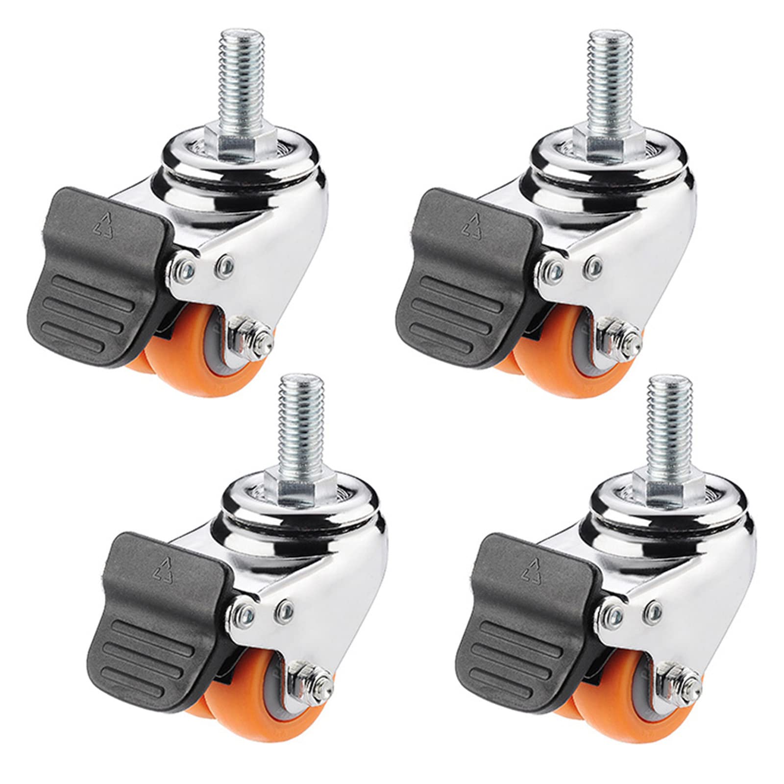 Roulettes pivotantes avec tige filetée M12 en caoutchouc robuste x4