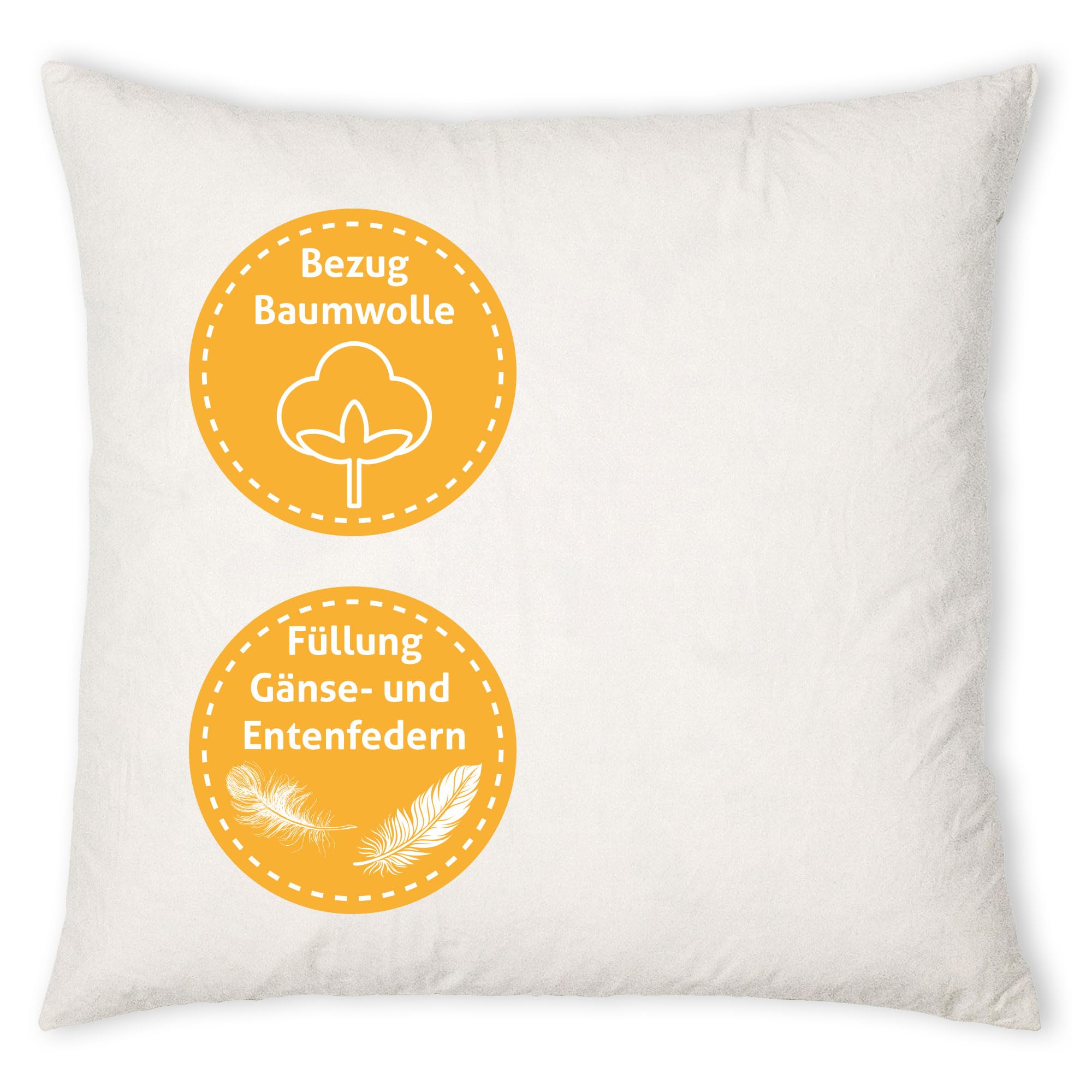 Federkissen 100x100 cm Gänse- & Entenfedern Made in Germany | Bauschige Naturfedern-Kissenfüllung | 100% Baumwolle-Bezug | kein Lebendrupf | waschbar | OEKO-TEX