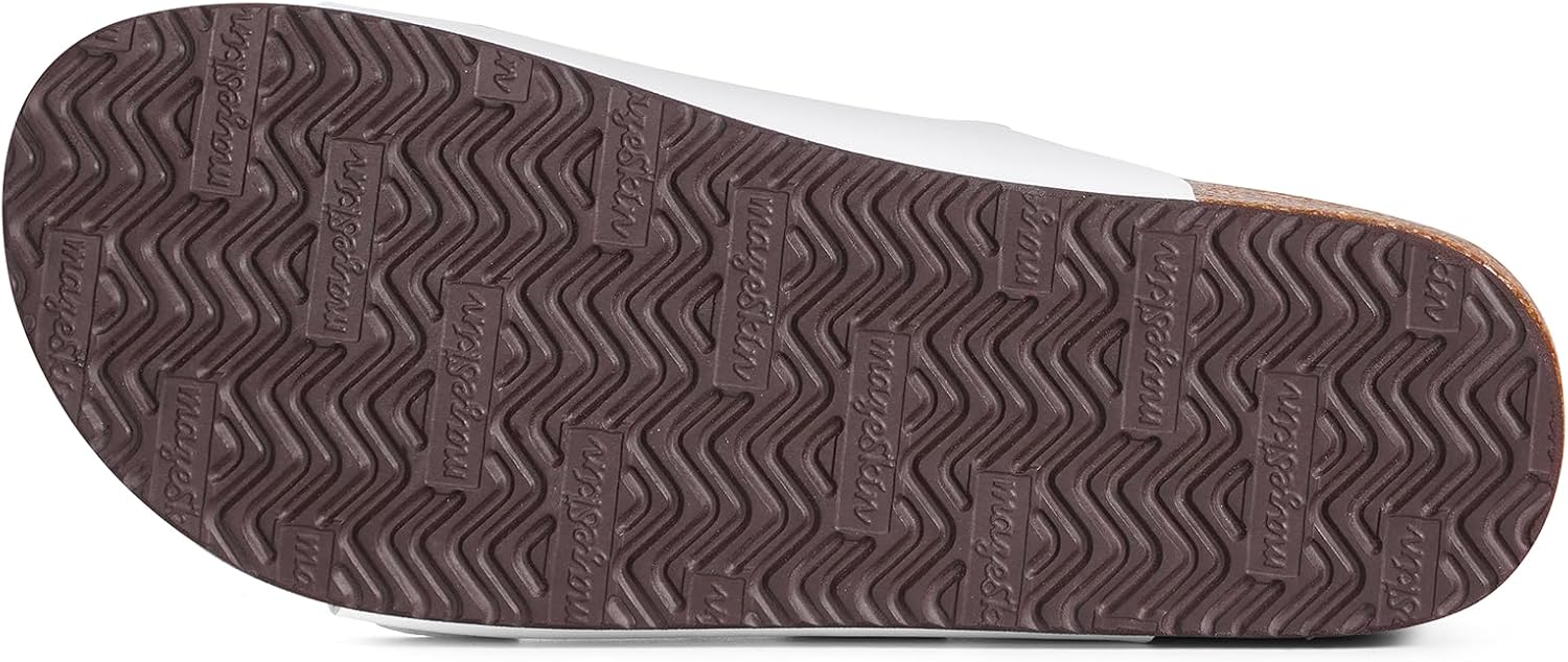 mazeskin Women's Genuine Leather Orthopedic Slide Sandals with Arch Support, Double Strap Summer Shoes with Adjustable Buckle and Comfortable Orthotic Footbed - Image 6