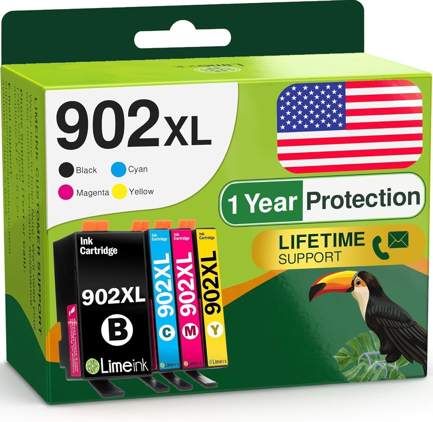 Limeink Compatible Ink Cartridge Replacement for HP 902XL Ink Cartridges for HP Printers 902 Cartridges for Printers 902XL Combo Pack Officejet Pro 6978 Black XL - 4 Pack