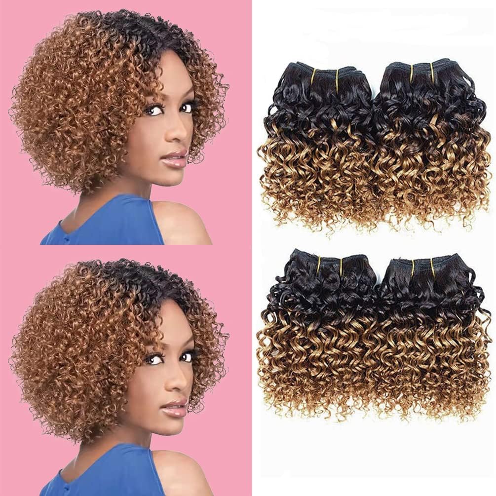 (8 8 8 8, 1B 30 ) - Brazilian Kinky Curly 1b 30 Hair, 20cm 4 Bundles Cheap Virgin Human Hair 50 Gramme/Bundle, 8A Unprocessed Curly Weave Bundles 1B 30 (8 8 8 8, 1B 30 )