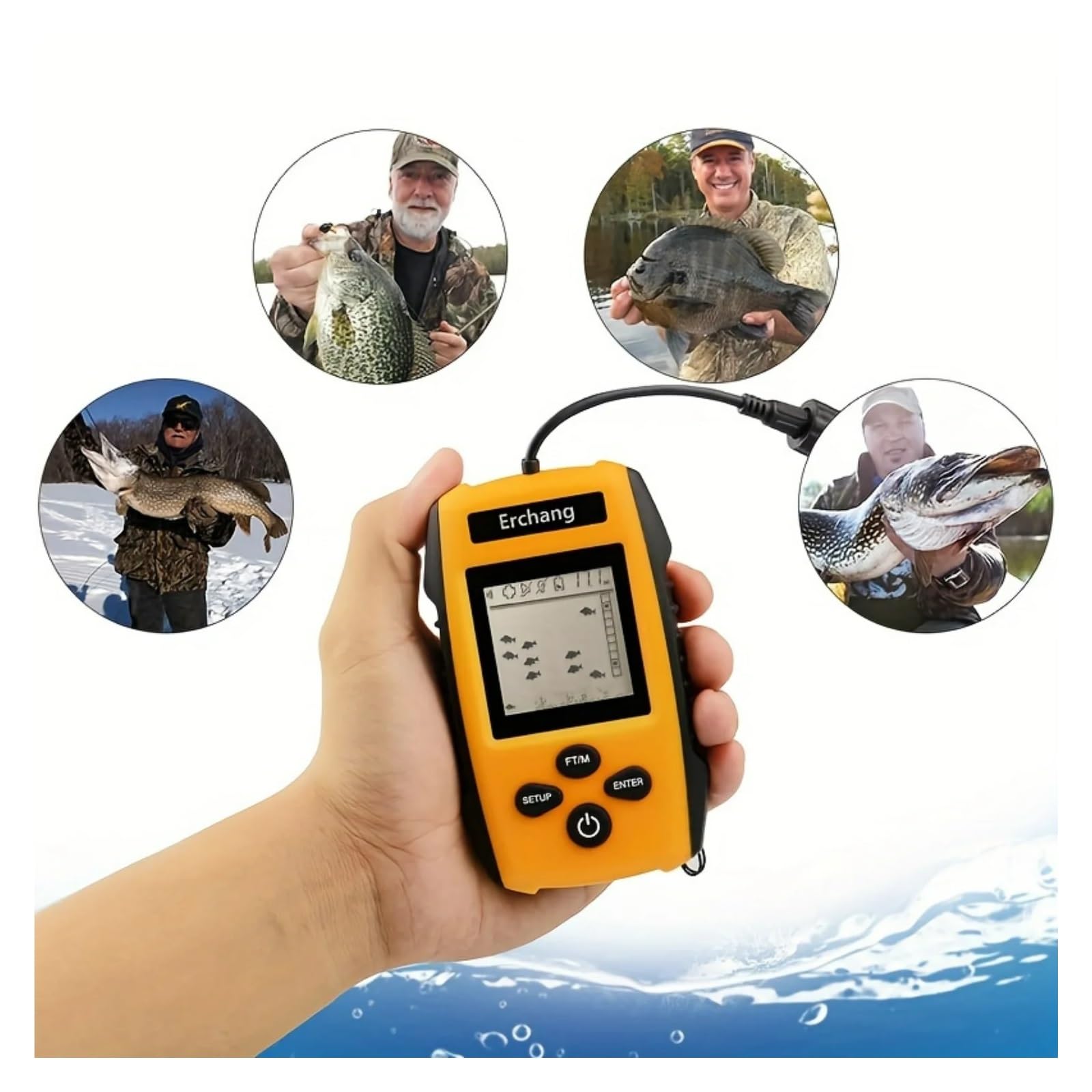 Sonda portátil for Pesca con sonda y transductor de Alarma.