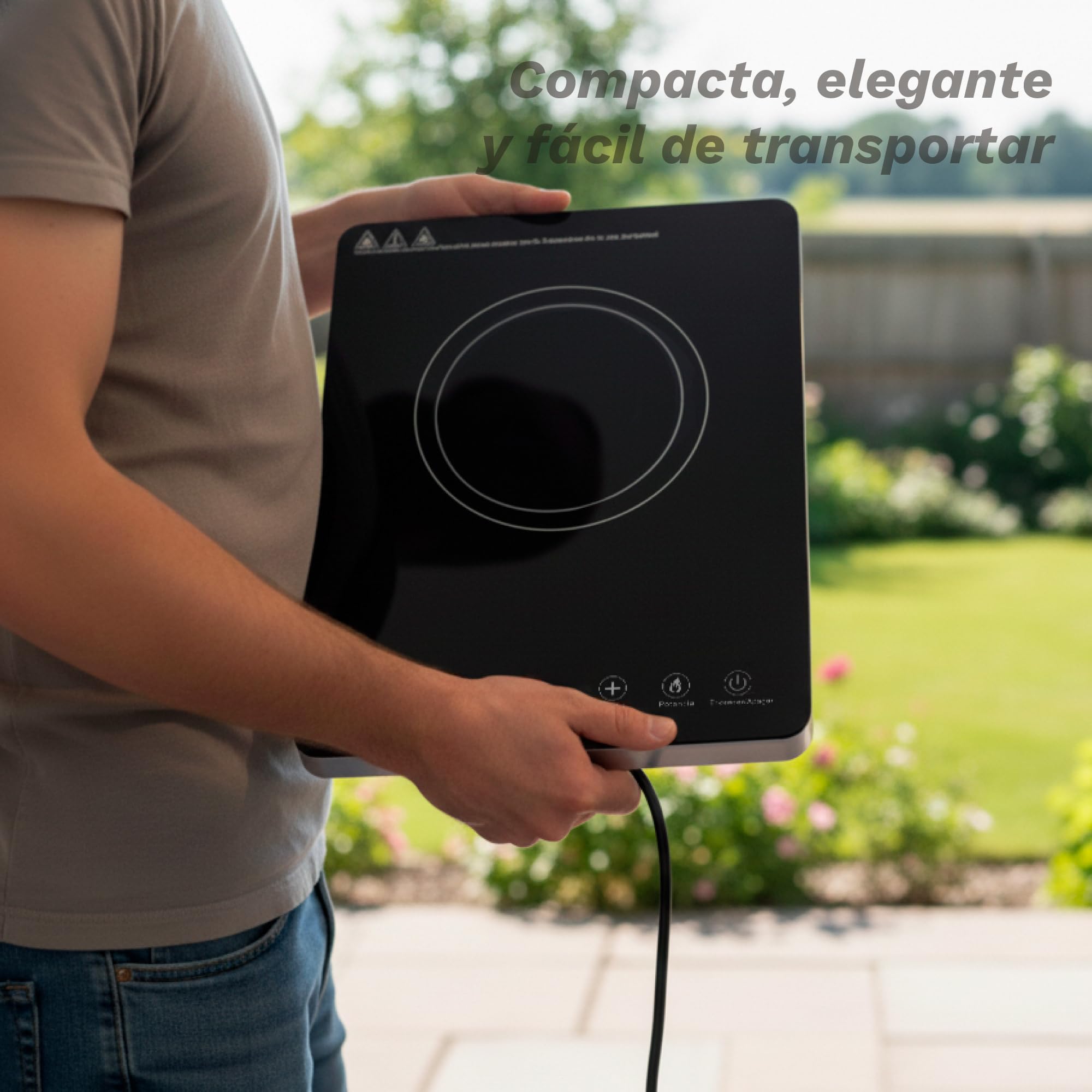 Placa de cocción por Infrarrojos de GRUNKEL IFR-2000 y 2000W, 8 Niveles, 29x37cm, Control Táctil, Temporizador. Ventilador automático enfriamiento tras uso. Superficie de cristal.