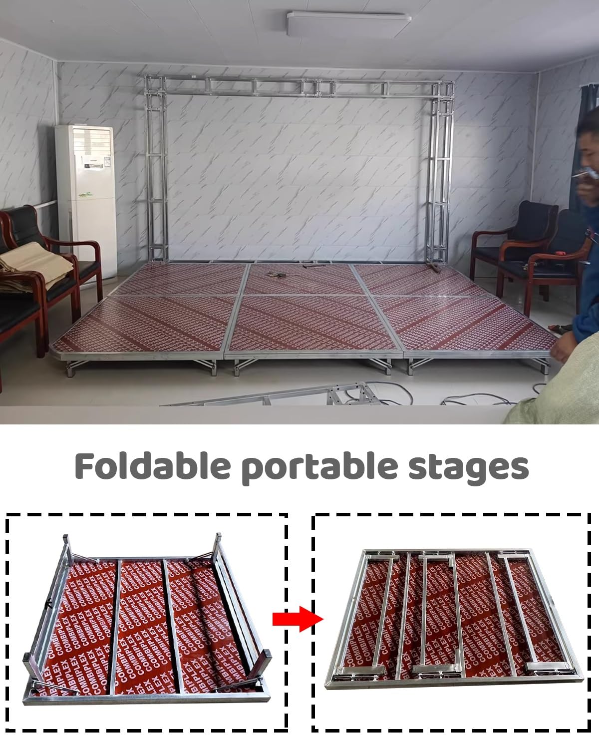 Piattaforma pieghevole portatile resistente per eventi all'aperto, matrimoni e spettacoli, attrezzatura da palcoscenico durevole, riser per tamburo da 30 cm