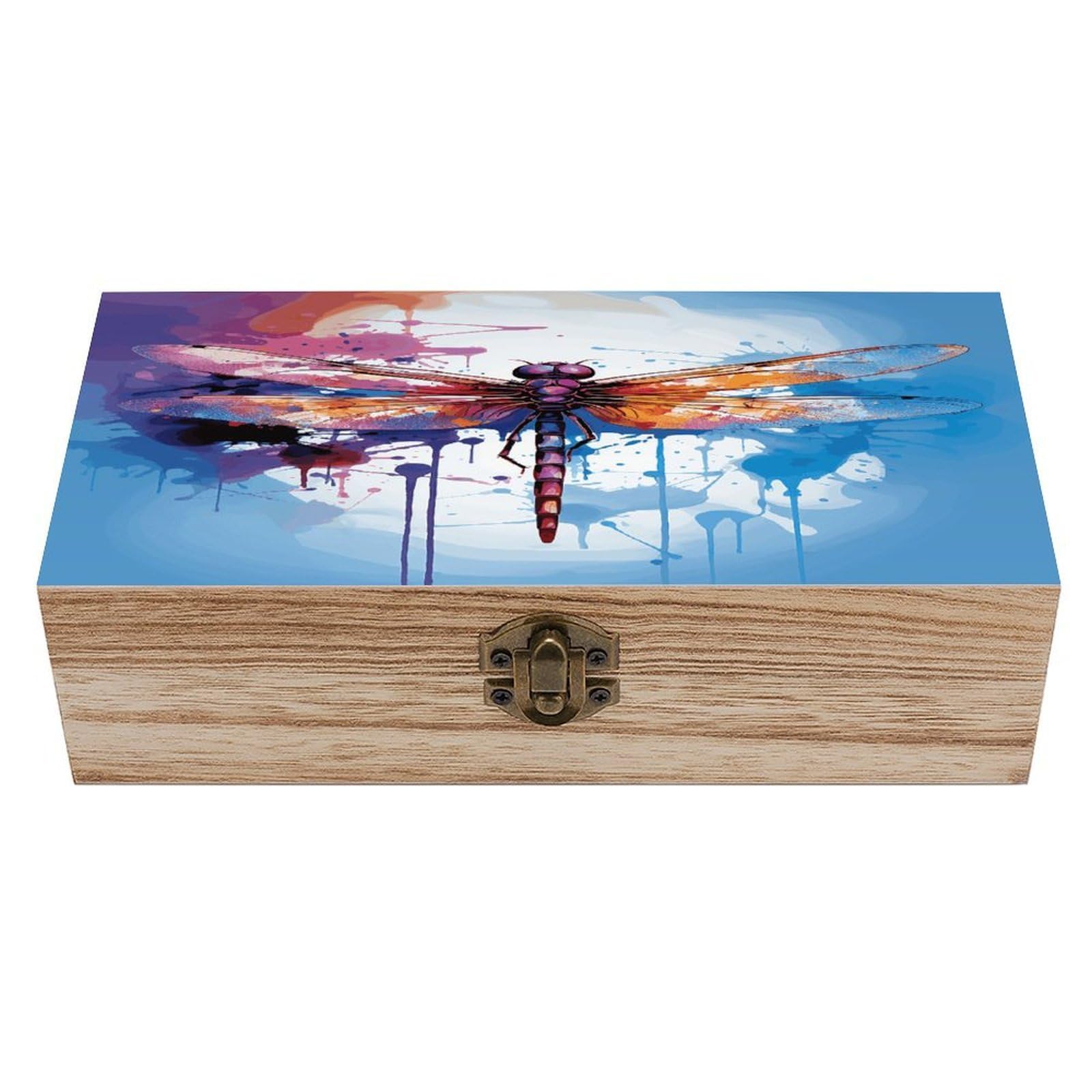 Boîte à souvenirs en bois motif libellule, le cadeau idéal
