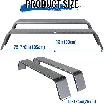HECASA Heavy Duty Steel Diamond Tread Plate Fenders 10-1/4 x 72-7/8 x 13 Inch Compatible with 13-15 Inch Tires for Car Hauler Cargo Utility Landscape Trailer 2 Pack