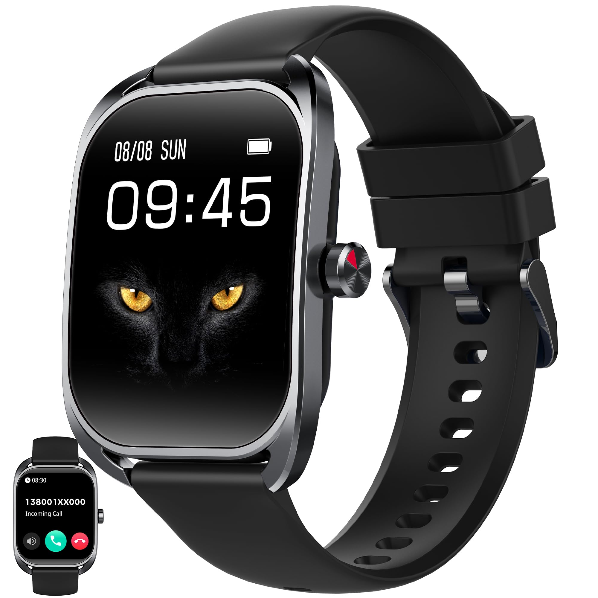 Reloj Inteligente Mujer con Llamadas, 2,01 Pulgada Smartwatch Hombre Deportivo con Podometro Pulsometro SpO2 Sueño Presion Arterial Actividad IP68 Reloj Digital para iOS Android (Negro)