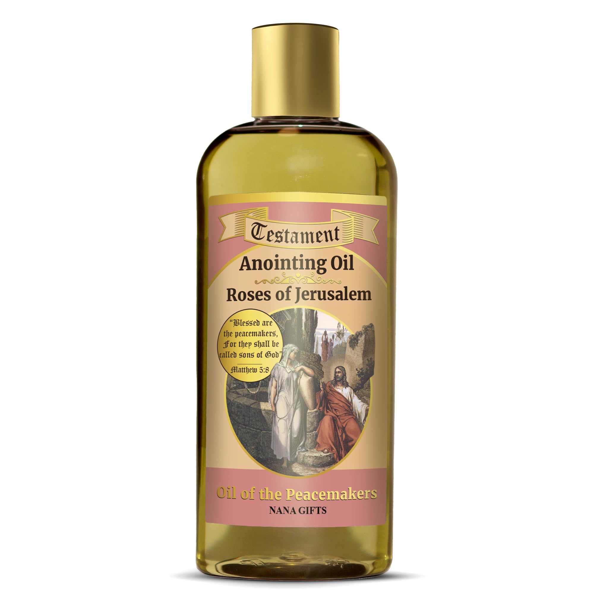 Nana Gifts Testament Anointing Oil, Roses of Jerusalem, Oil of the Peacemakers, Excellent value large bottle size 8.45 fl.oz | 250 ml