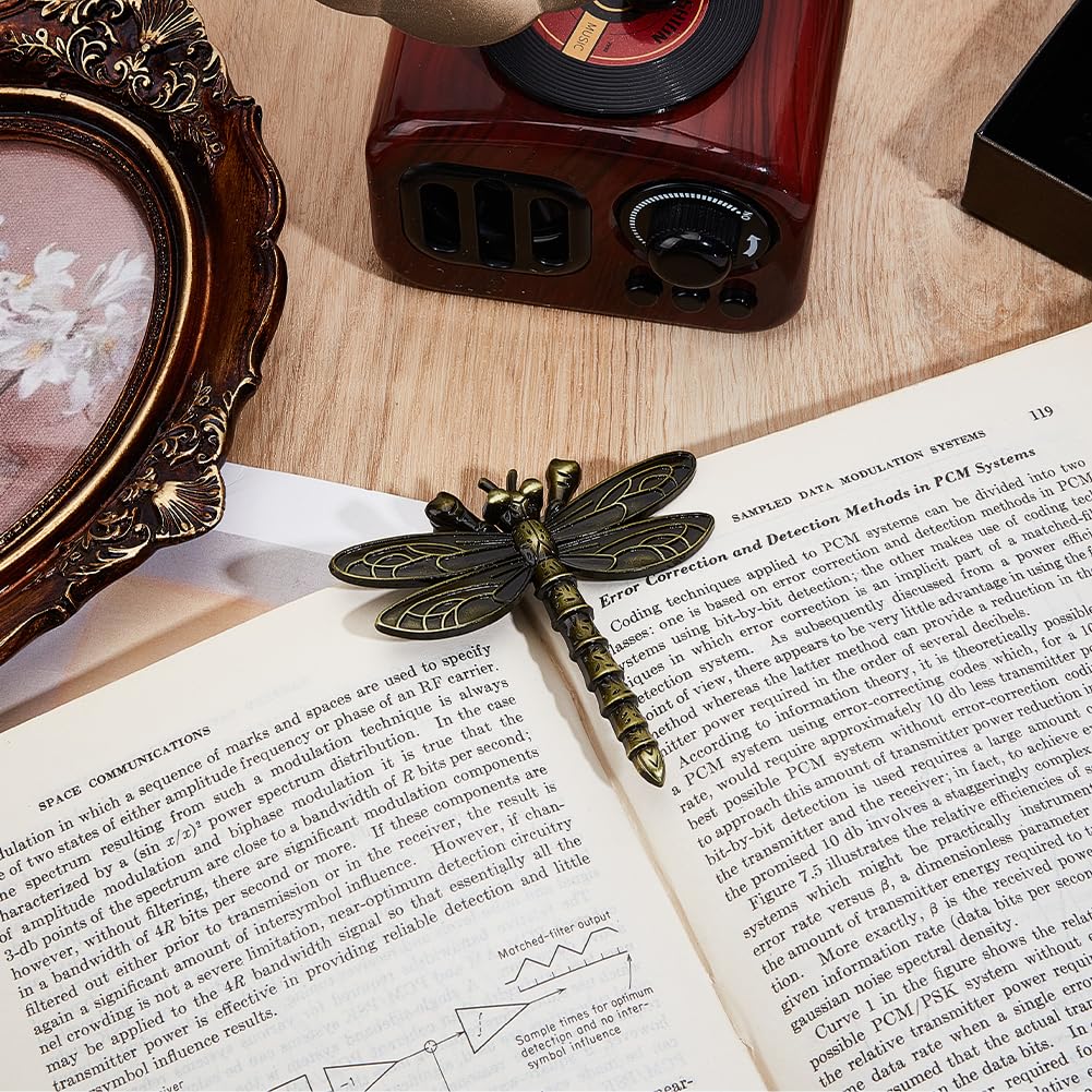 CRASPIRE Vintage Book Clips Dragonfly Metal Antique Bronze Bookmark Free Your Hands Page Open Holder for Journals Books for Book Lovers Office Workers Readers Writers While Writing - Image 4