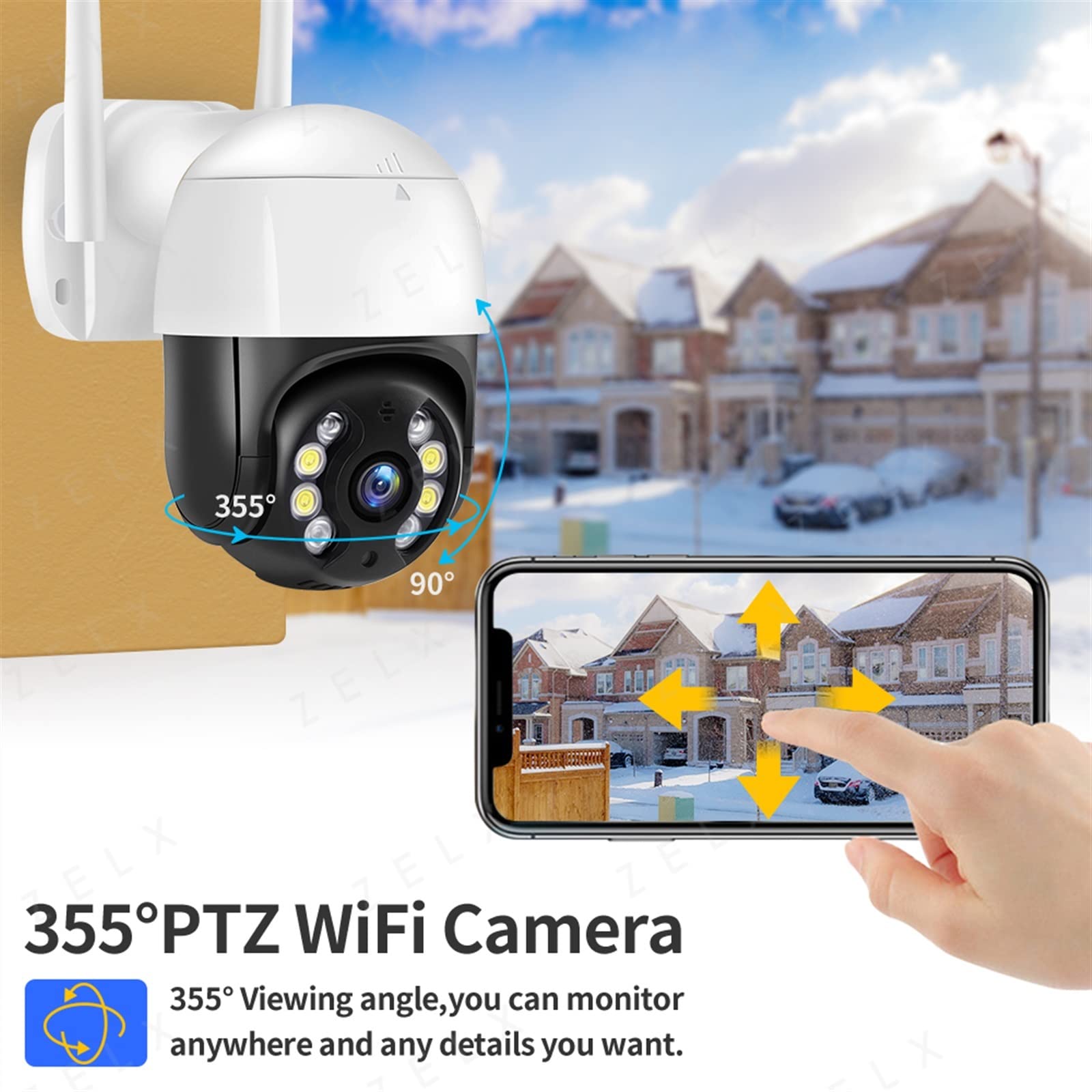Telecamera WiFi Esterno, Telecamera IP 4K 8MP Outdoor 5MP HD Secuity PTZ Cam H.265 AI Monitoraggio Automatico CCTV Controllo videosorveglianza Protezione,Sicurezza, Antifurto(8MP No SD Card)