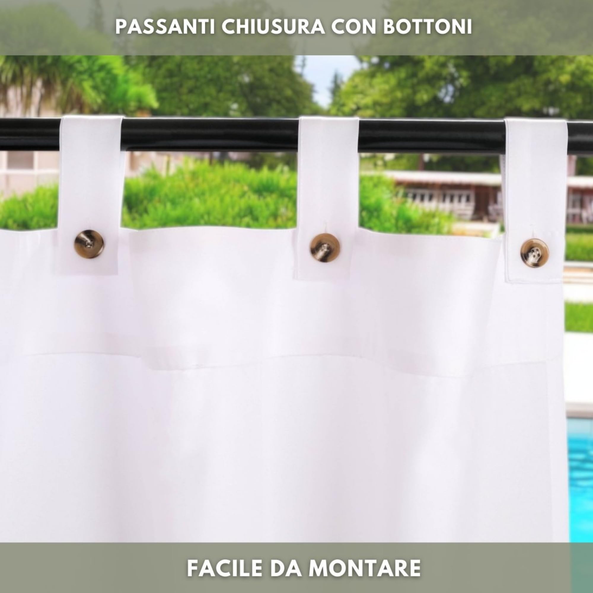 Morbidissimi – Tenda Gazebo Idrorepellente e Resistente, Tenda da Esterno 200x270 cm Per Gazebo, Dotata di Passanti Con Chiusura A Bottone, 100% Made in Italy - Bianco