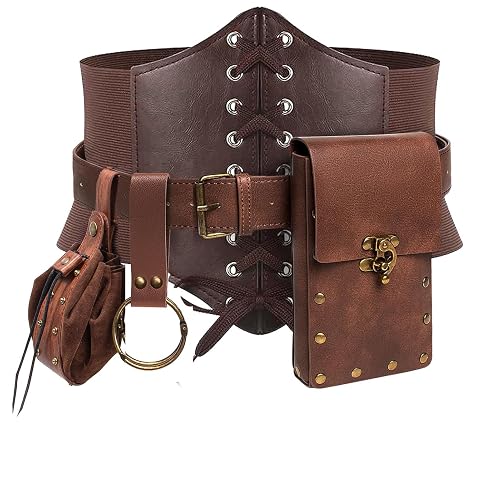 Renaissance Costume Sets Corset Waistband Belt Pouch Purse Magic Potion Bottle Skirt Hike Steampunk Medieval Halloween