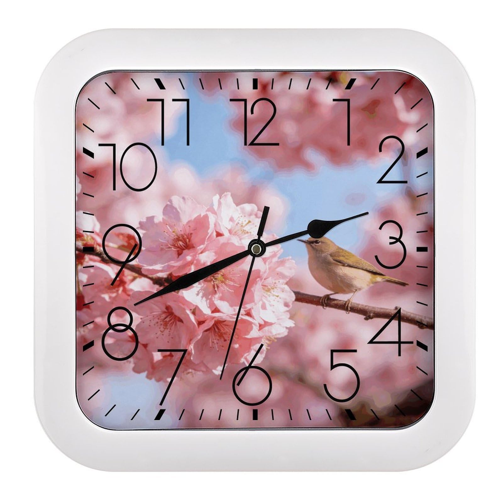 Horloge murale carrée sans tic-tac rose afin de préserver le sommeil de bébé