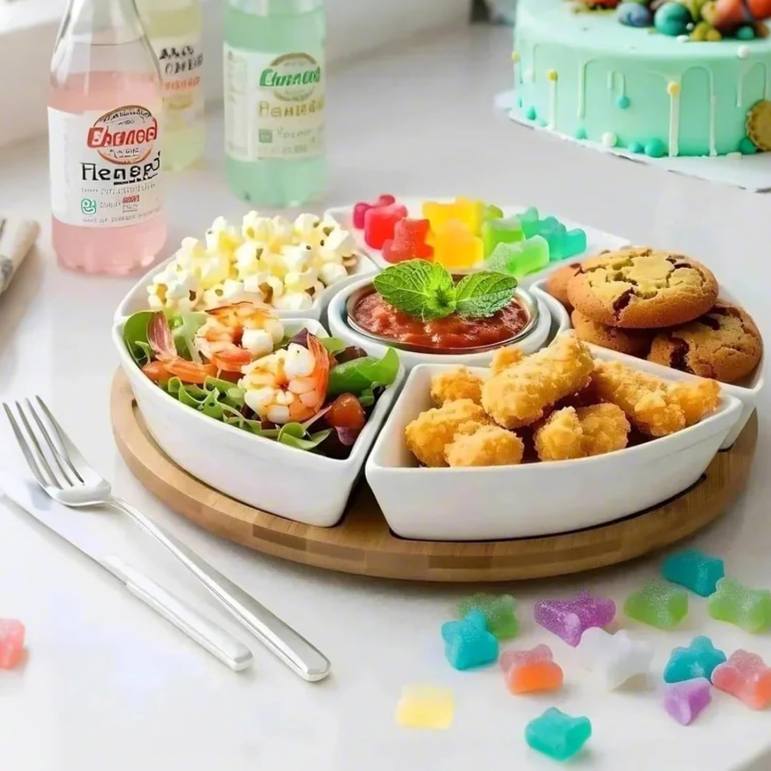 360° Rotatable Serving Tray and Platters, 11.5 Inch Ceramic