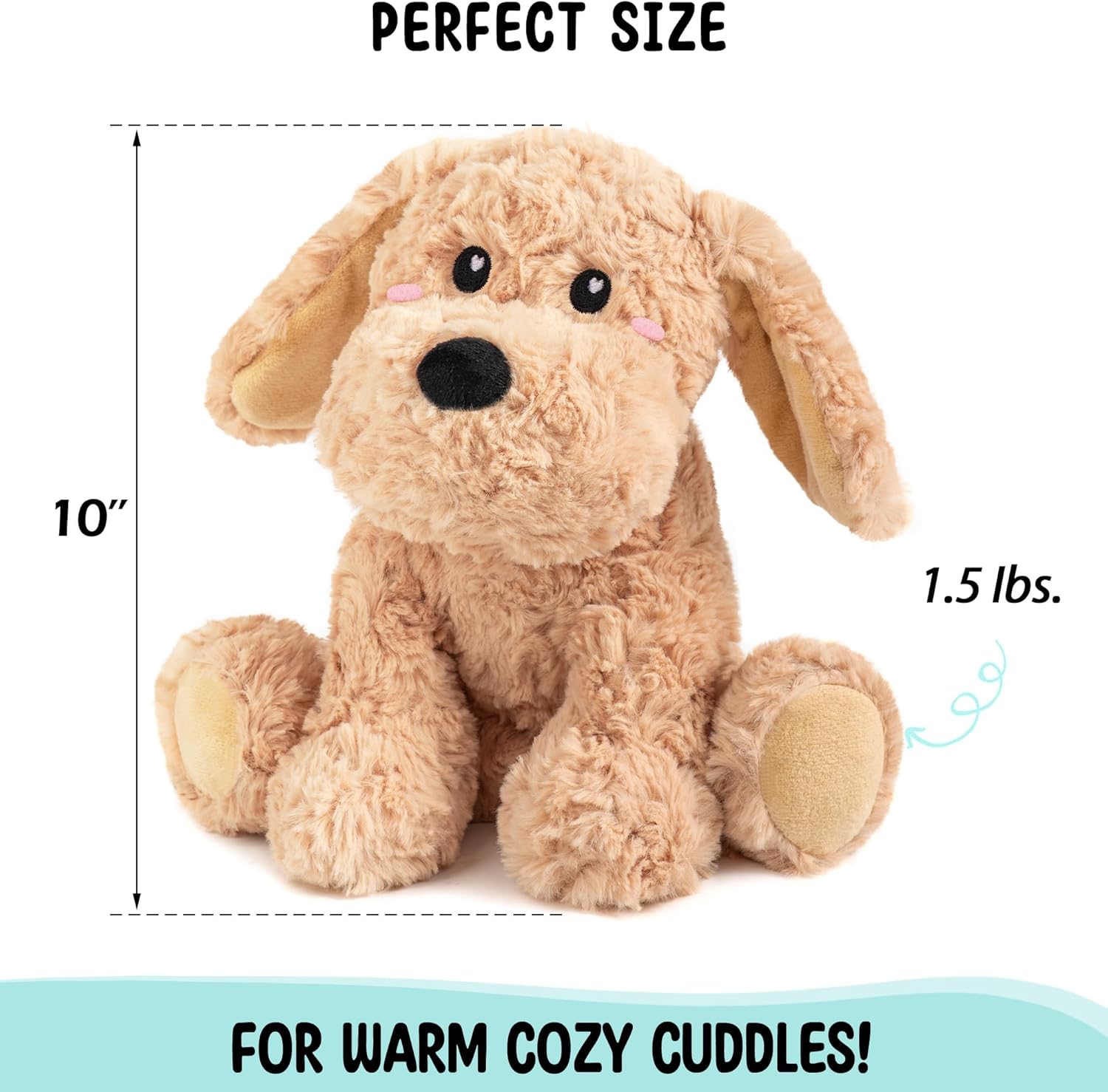 Golden Retriever Dog Microwavable & Weighted Puppy Stuffed Animals- 1.5 Lbs Unscented Doodle Heating Pad for Warmth, Period Cramps & Anxiety, Cute Dog Plushie Toy Gifts for Women Girls & Kids - Image 4