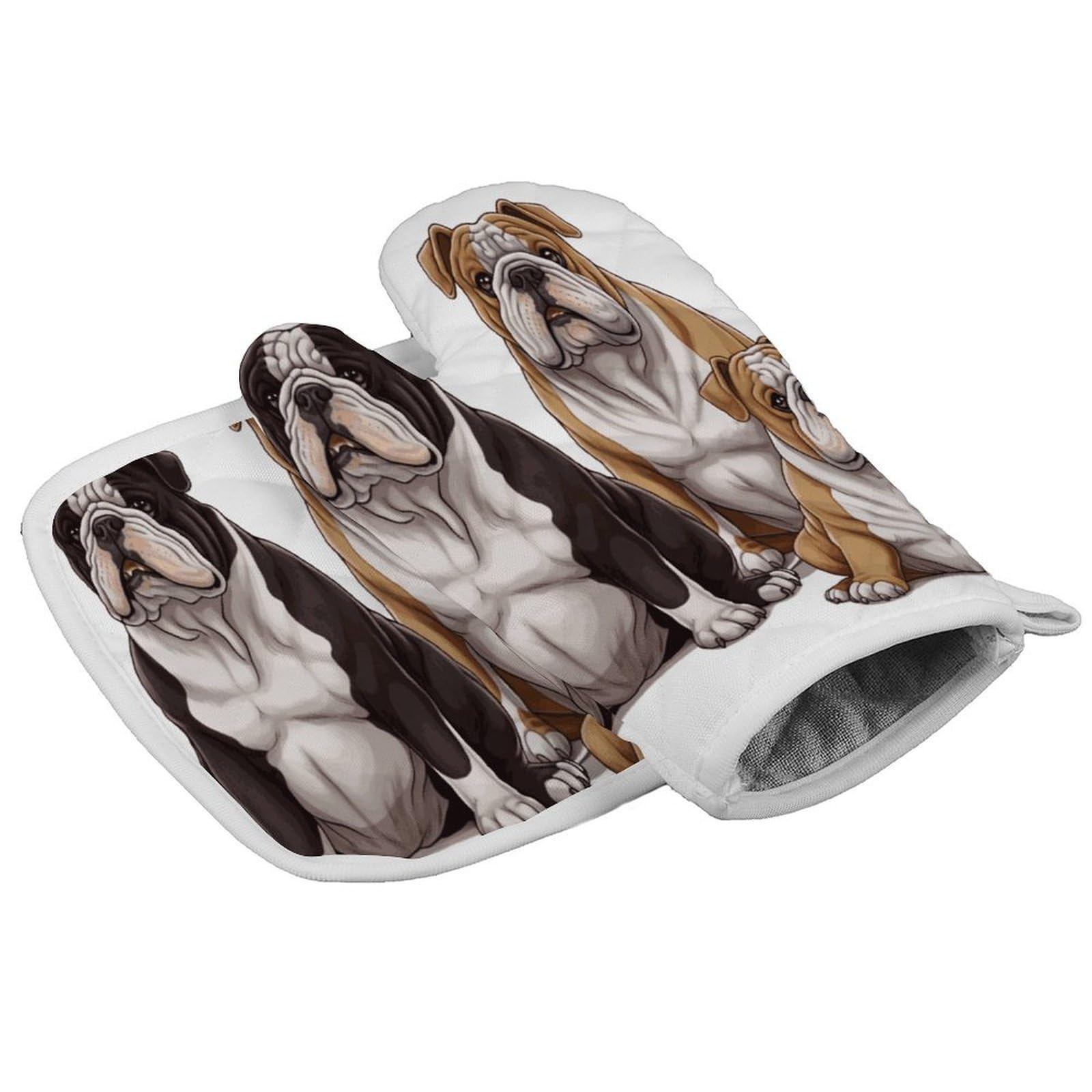 Fodpand Style English Bulldogs Oven Mitts And Pot Holders Sets, Cooking Gloves And Hot Pads Heat Resistant Washable, Kitchen Oven Glove For Oven Cooking Baking Grilling