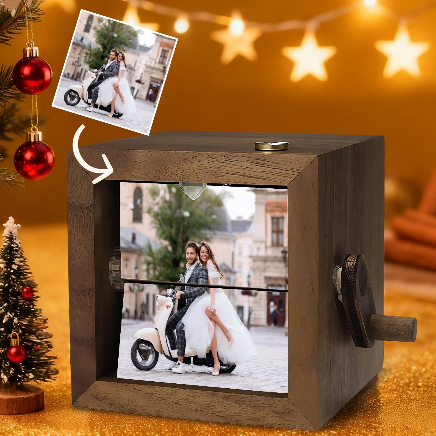 Caja mecánica personalizada para decoración del hogar, regalo de animación de fotos hecho a mano, caja de recuerdo romántica de aniversario hecha a mano