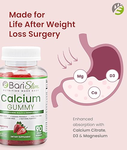 Miniatura 3 de BariSlim Gomitas bariátricas de calcio – Vitaminas bariátricas especialmente formuladas para pacientes después de una cirugía de pérdida de peso –