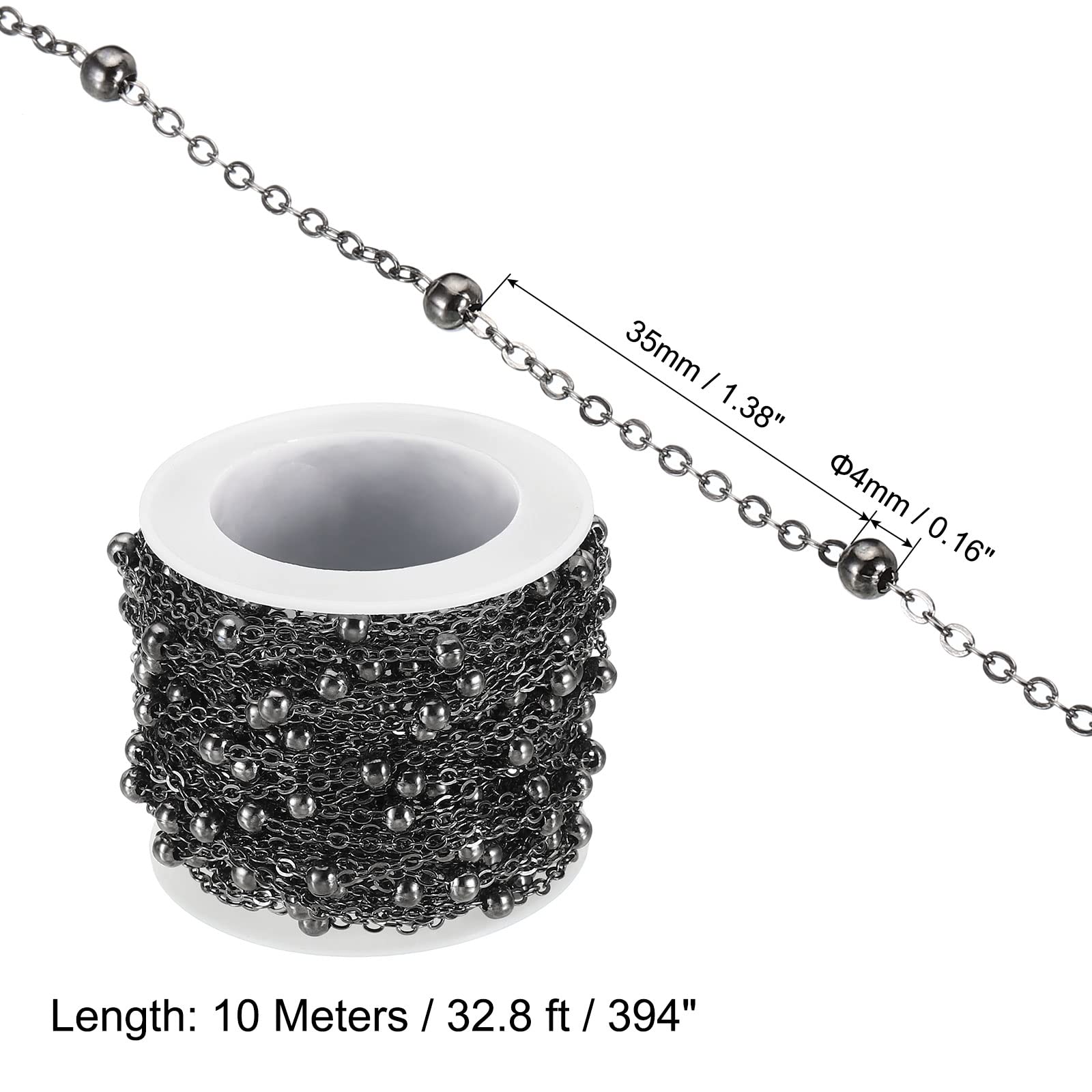 Uxcell 5m/16 Feet Faux Pearl Beading Chain With Spool, 3mm Brass Chain Link For Jewelry Making Style 1 Light Gold