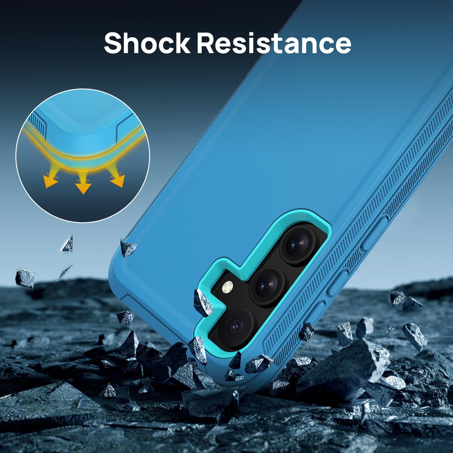 for Samsung Galaxy S25 Protective Case, Heavy Duty [Shockproof] [Dropproof] [Dustproof] Phone Case 3-Layer Rugged Hard Cover, Lake Blue - Image 4