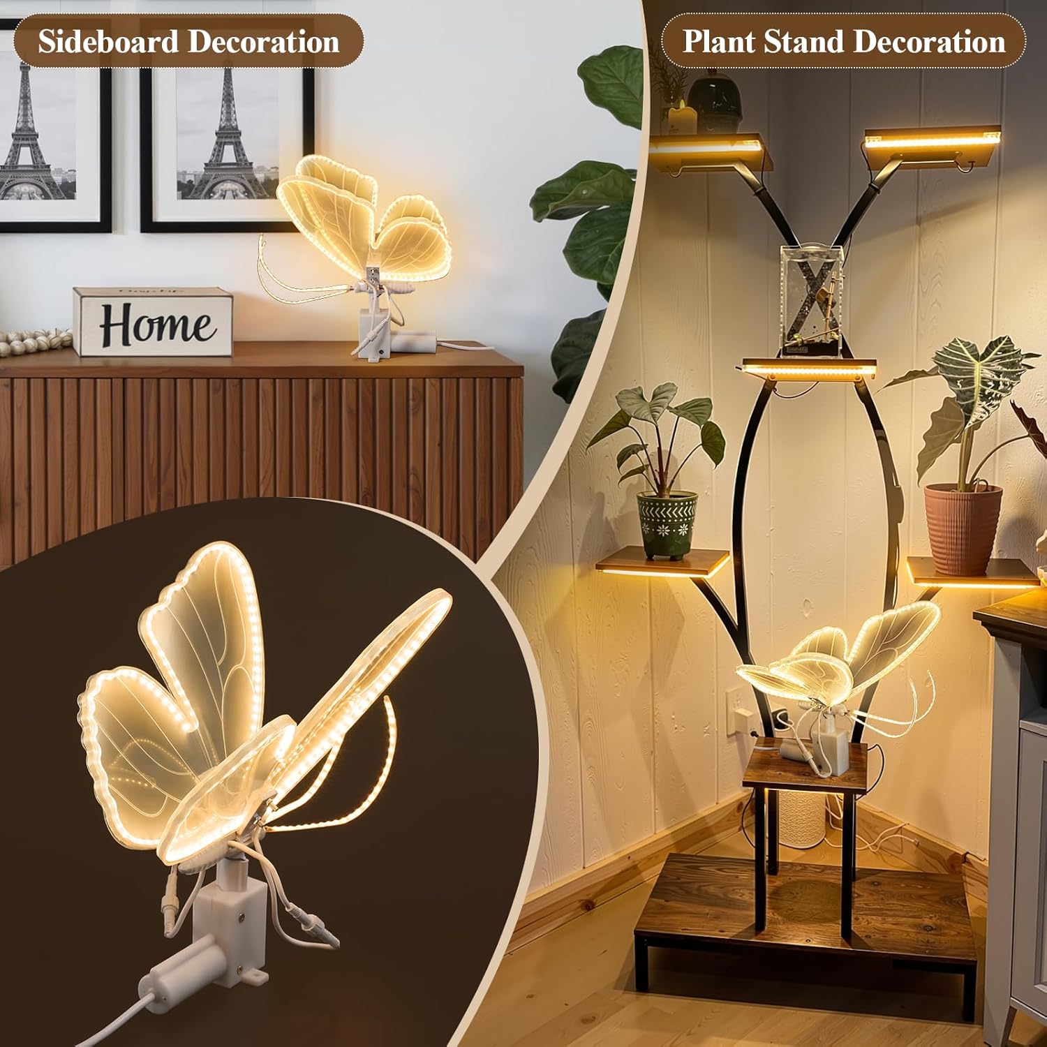 LED Moving Butterfly Light Decoration: Electric Wings Lamp for Wedding - Light Up Table Centerpiece & Wall Decor with Movement - Tying for Birthday Cake Party Baby Bridal Shower Christmas Tree