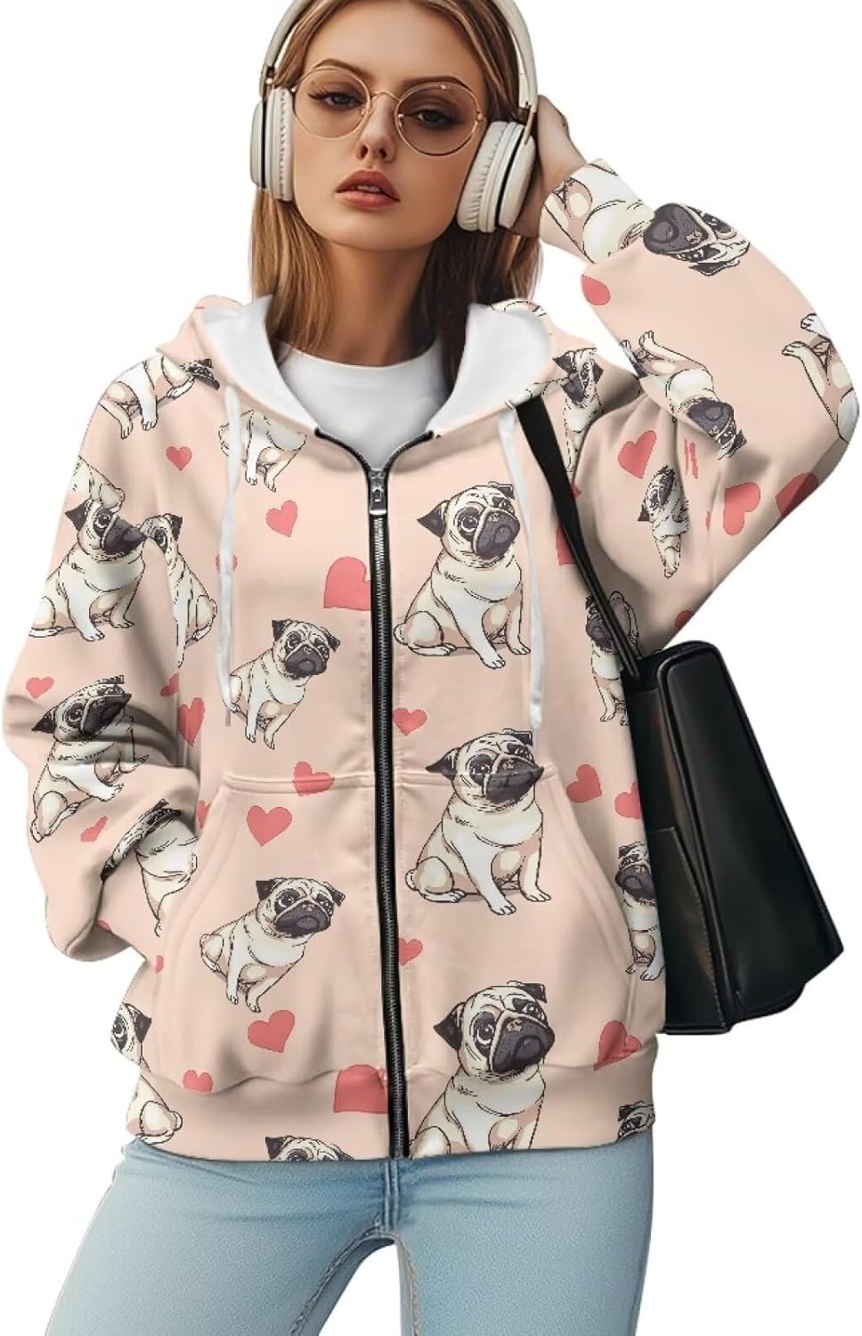 Oversized Sweatshirts for Women Zip Up Hoodies Fall Long Sleeve Jackets with Pockets Hooded Tops Loose Y2K Outfits