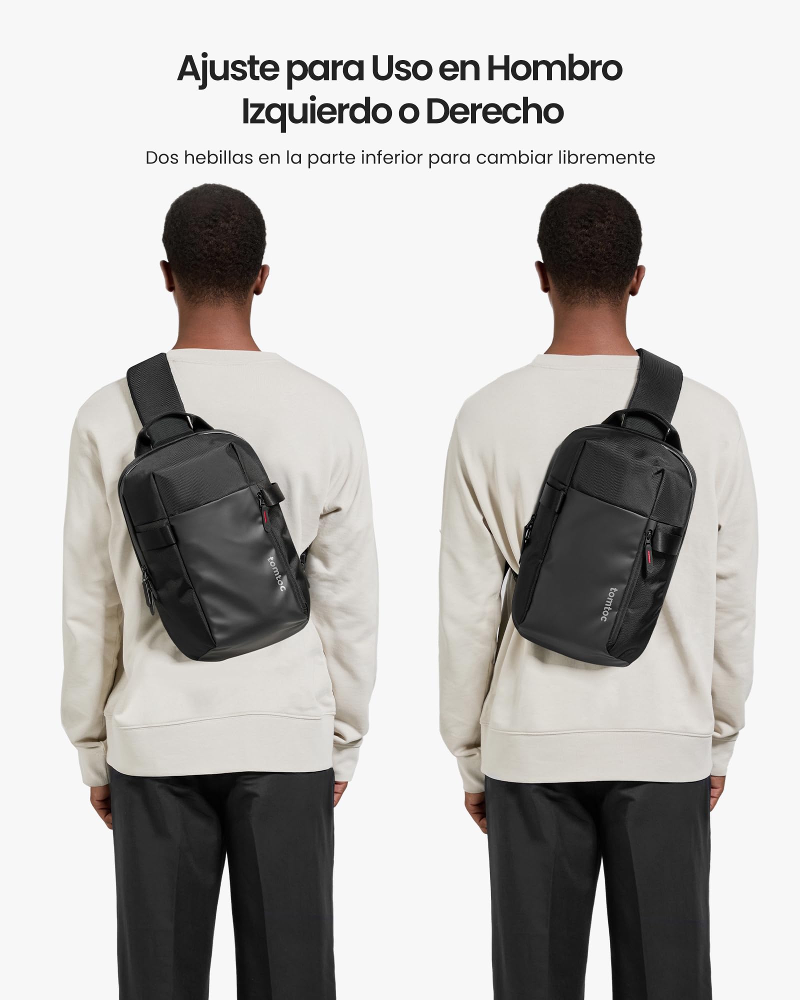 tomtoc Bolsa Sling Hombre compatible con 14" MacBook Pro M5 Pro/Max, 13" MacBook Air/Neo, 13" iPad Air M4/Pro M5, resistente al agua, bandolera cruzada, bolso de hombro, ligera para Viajes uso diario