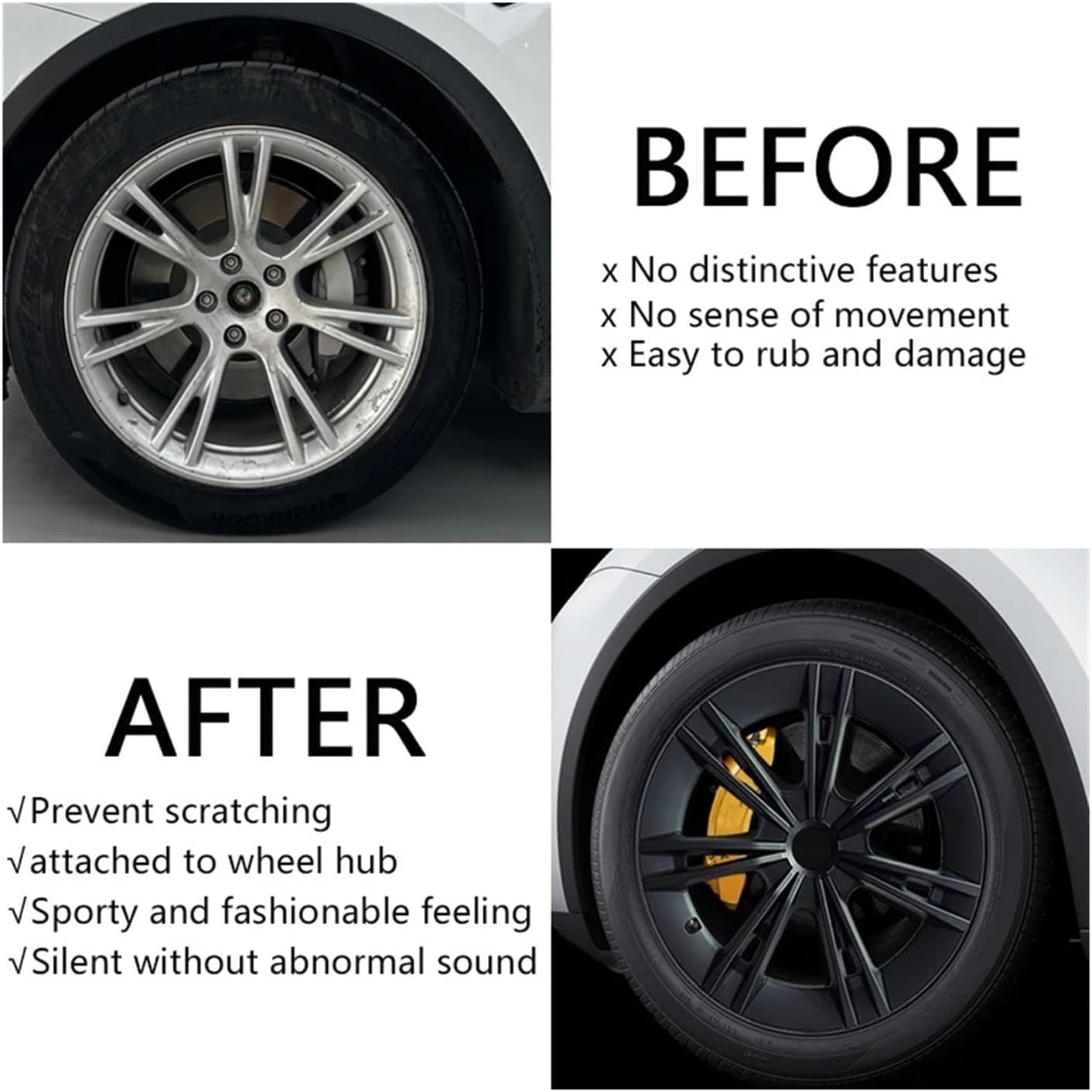 4PCS Hub Cap Compatible for Tesla Model Y 19 Inch Hubcap Performance Full Rim Cover Wheel Cap Accessories Wheel Parts 2018-2024(Matte Black)