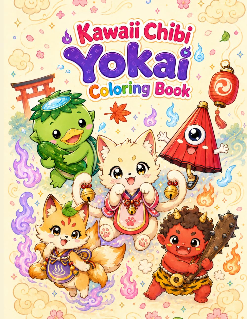 Kawaii Chibi Yokai Coloring Book: Adorable Japanese Yokai Coloring Pages for Kids and Adults