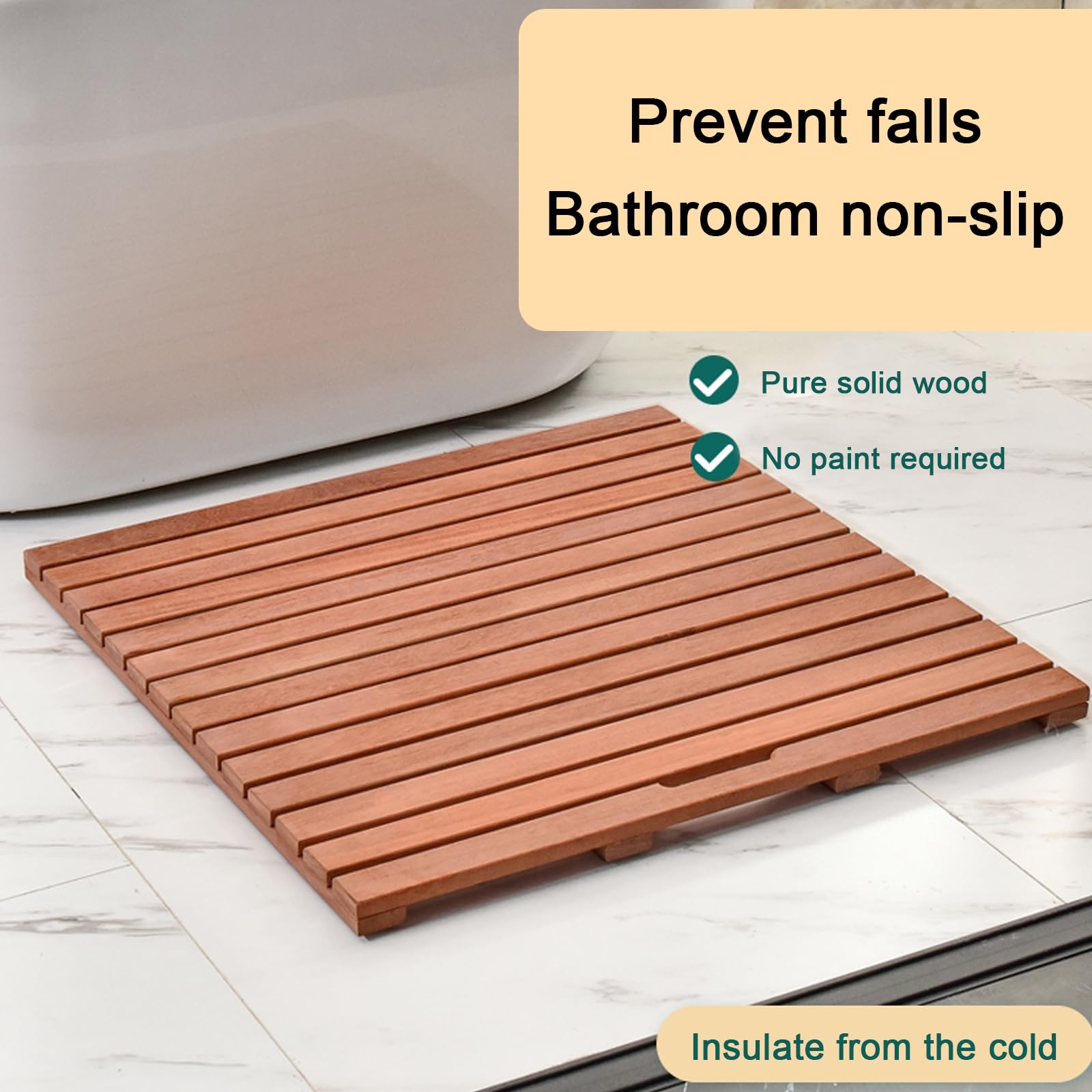 Tappetino da bagno in legno, impermeabile, antiscivolo, design in bambù, per spa e sauna, tappetino rettangolare per bagno e doccia