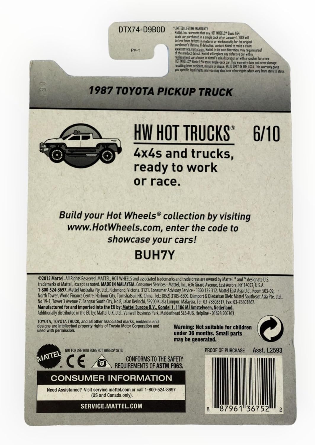 Hot Wheels 2017 HW Hot Trucks 1987 Toyota Pickup Truck 82/365, Red