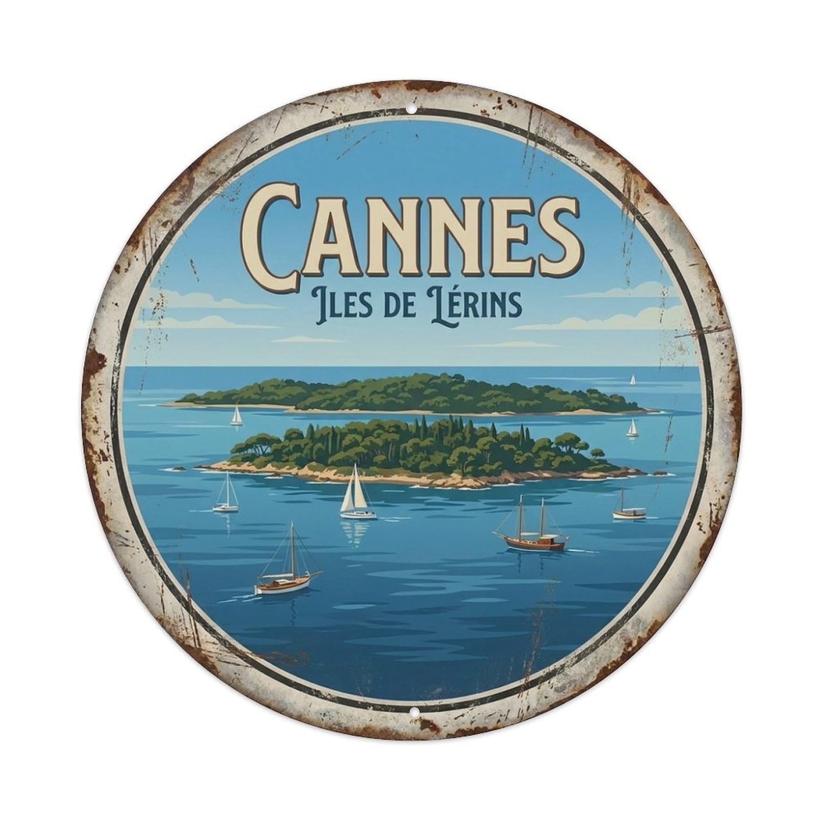 Lerins Islands of Cannes Coastal Travel Vintage Metal Tin Sign