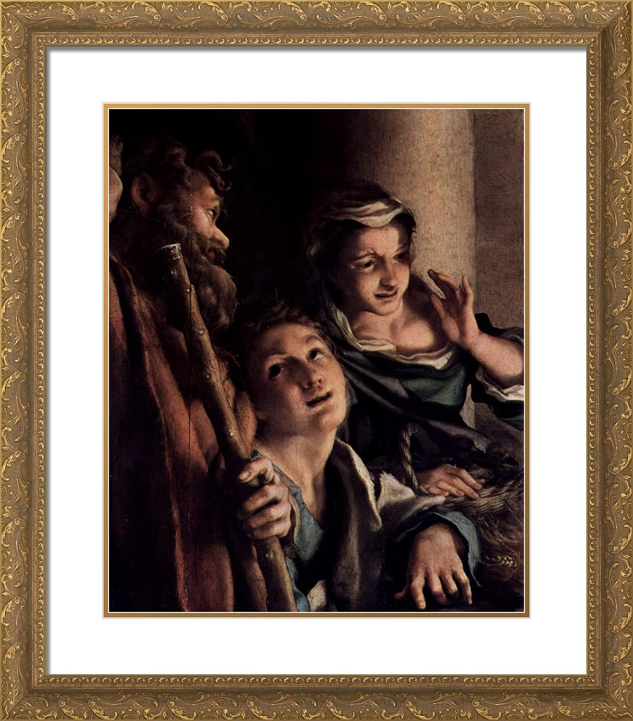 ArtDirect Correggio 20x23 Gold Ornate Framed Art Print with Double Matting Titled: Adoration of the Shepherds